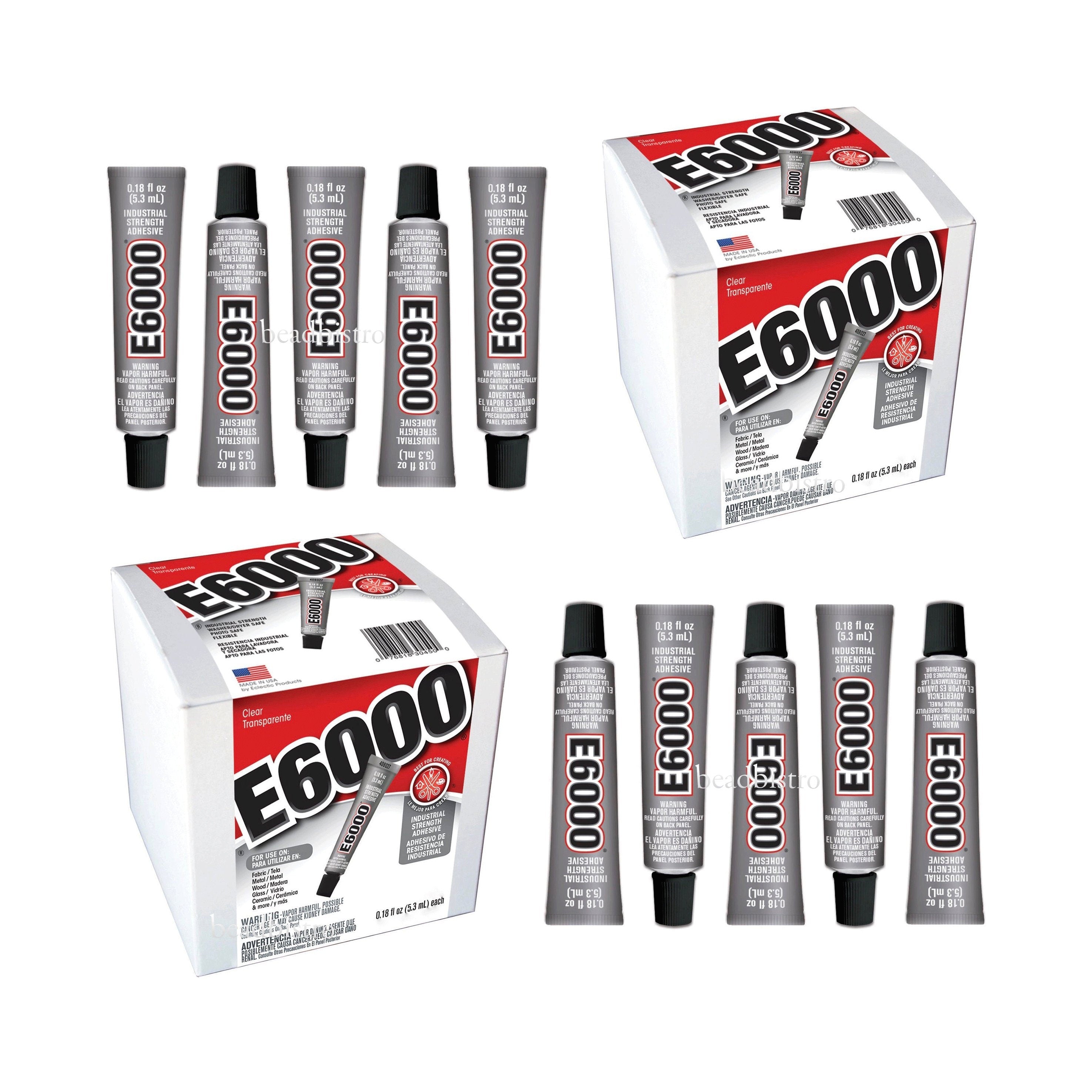 E6000 GLUE (1 or 10 Tubes) Industrial Strength Adhesive Glue .18 fl oz Minis