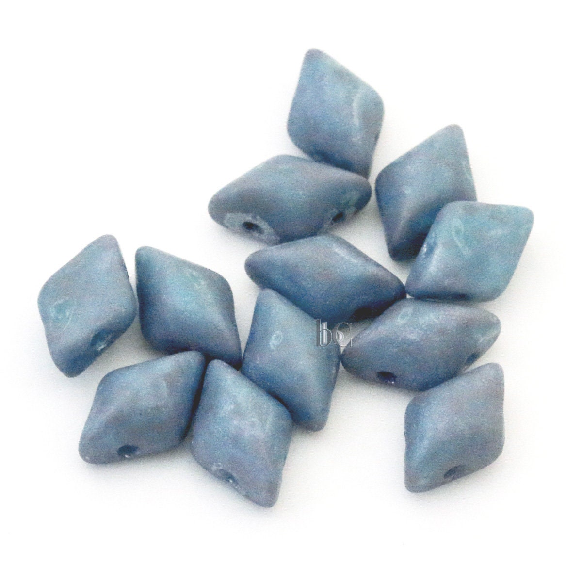 70pcs Czech GEMDUO beads - 2 hole beads - Turquoise Blue NEBULA MATTE - 5x8mm