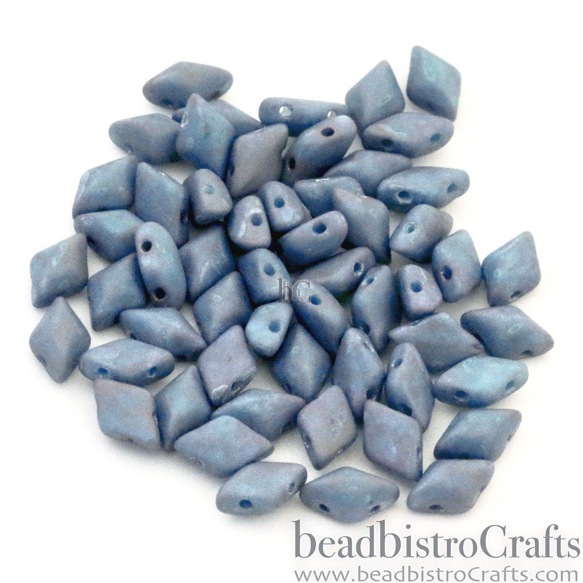 70pcs Czech GEMDUO beads - 2 hole beads - Turquoise Blue NEBULA MATTE - 5x8mm