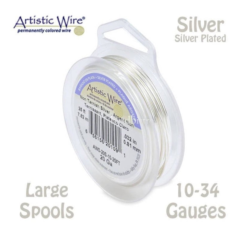 Silver Artistic Wire Tarnish Resistant Silver Plated Craft Wire (10, 12, 14, 16, 18, 20, 22, 24, 26, 28, 30, 32, 34 Gauge)