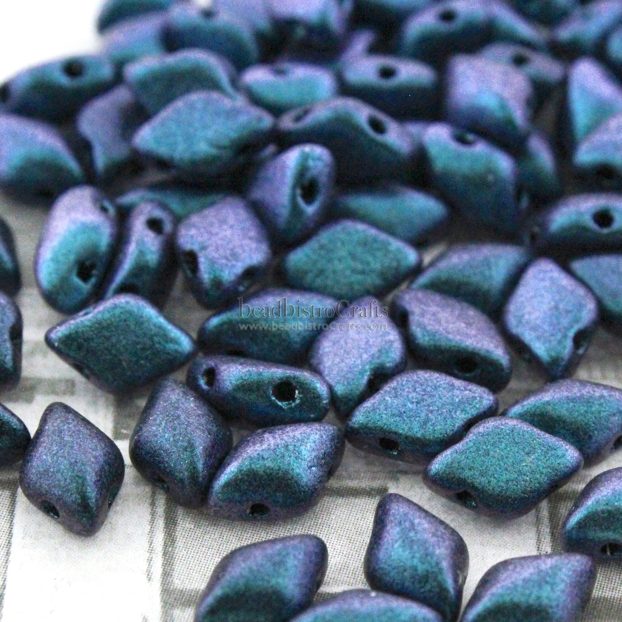 70pcs Czech GEMDUO beads - 2 hole beads - POLYCHROME INDIGO Orchid - 8x5mm