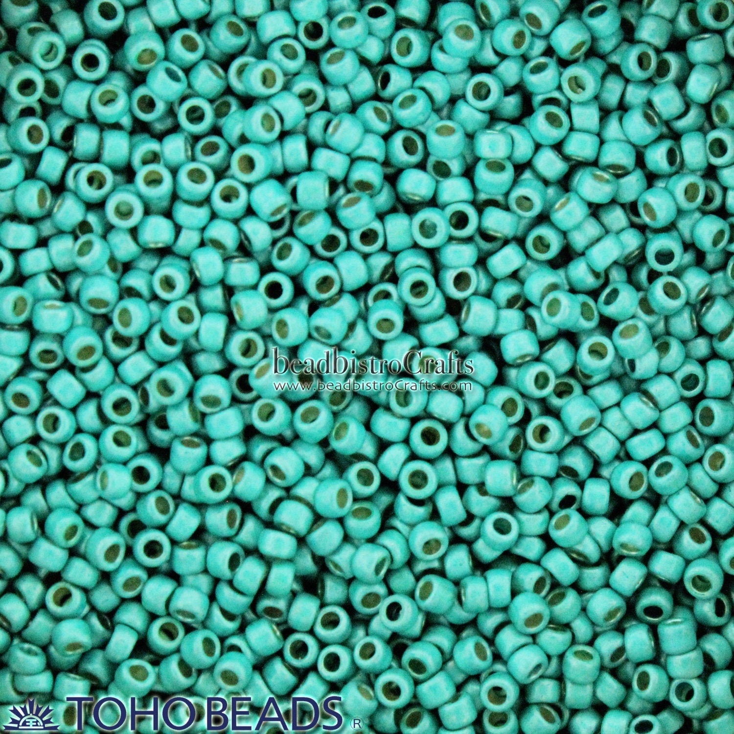 10g TOHO 15/0 * 11/0 * ROUND Seed beads - PermaFinish FROSTED Galvanized Turquoise - size 15 or size 11 metallic seed bead - PF578F