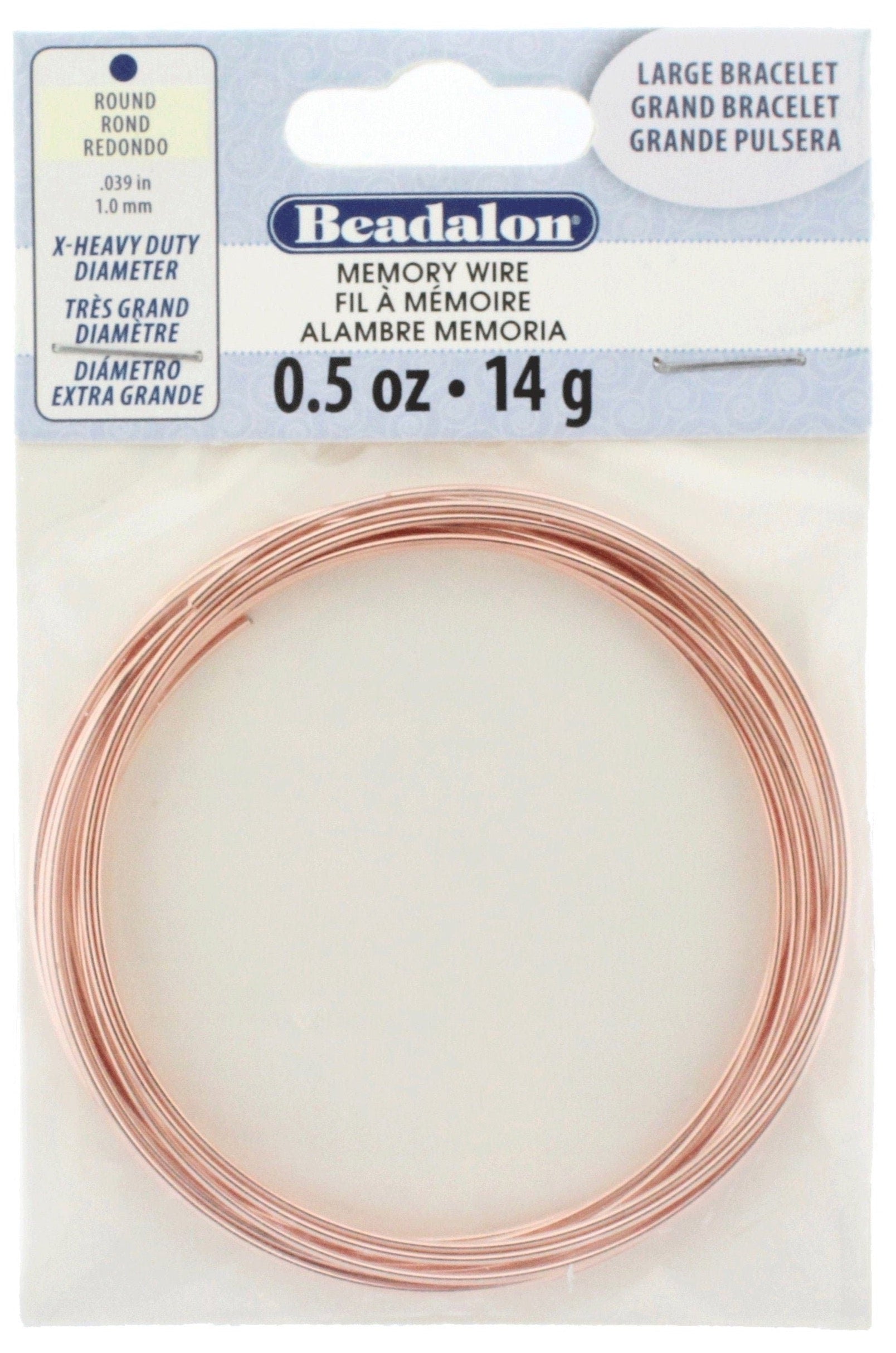 Beadalon Rose Gold Memory Wire Extra Heavy Duty Large Bracelet 0.50oz (1mm .039in)