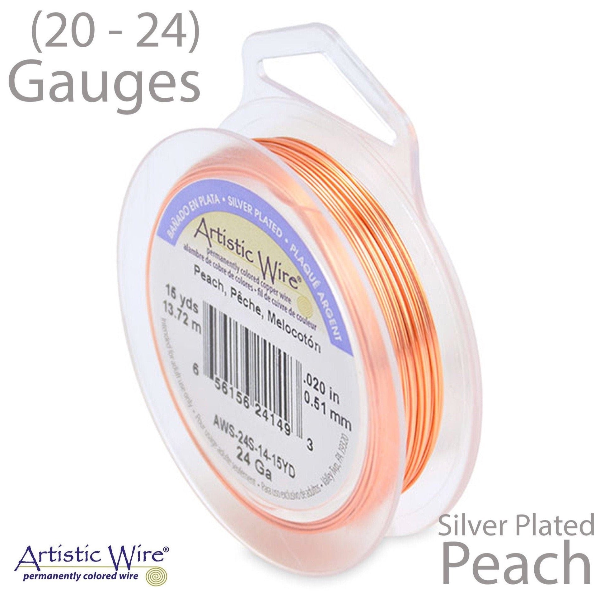 Peach Artistic Wire Tarnish Resistant Silver Plated Orange Craft Wire (20, 22, 24 Gauge)