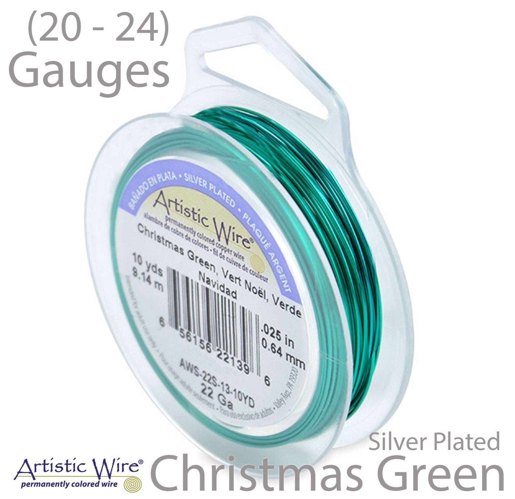 Silver Christmas Green Artistic Wire Tarnish Resistant Silver Plated Green Craft Wire (20, 22, 24 Gauge)