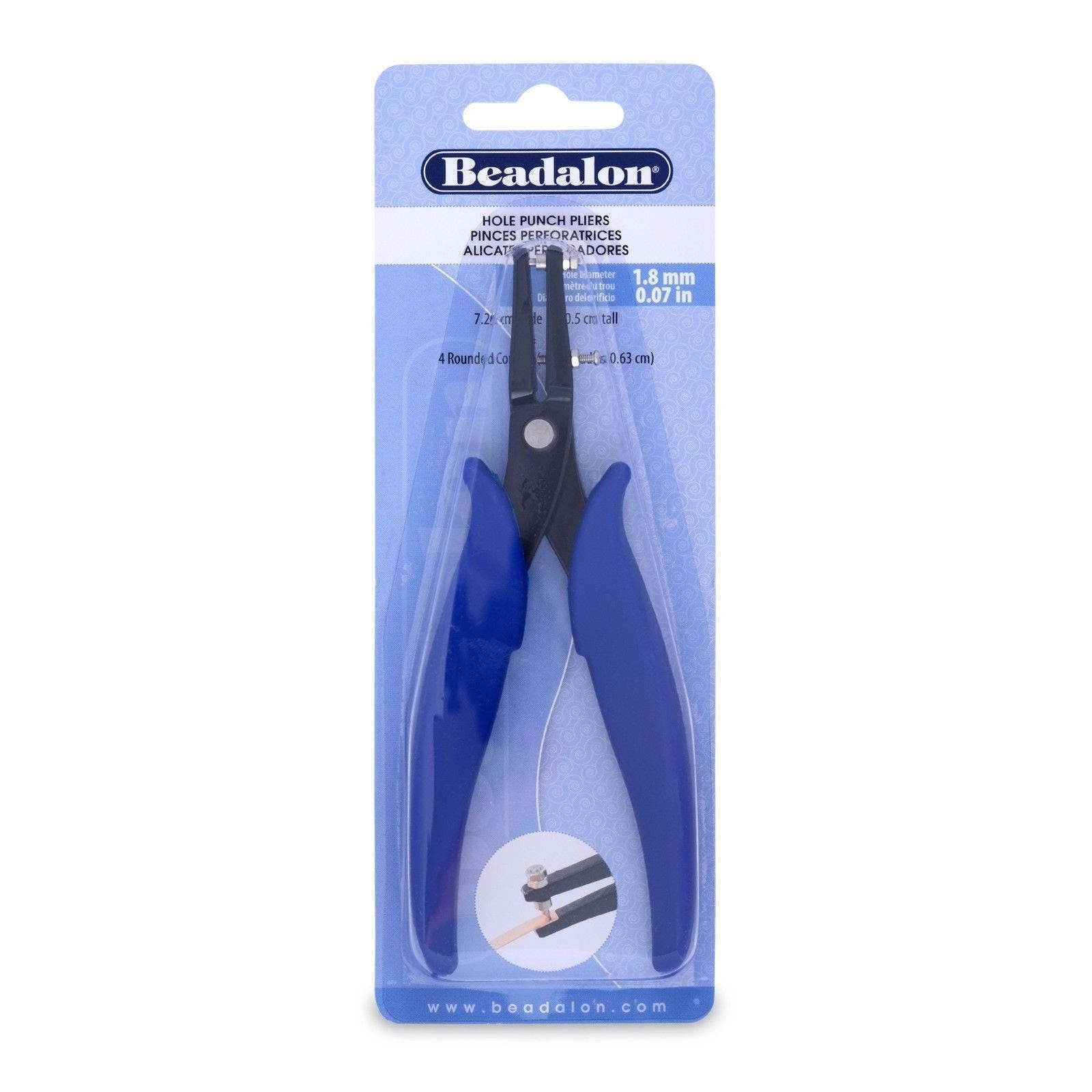 Beadalon Hole Punch Pliers, 1.8mm Punch Holes in Flat Wire, Leather, Organza