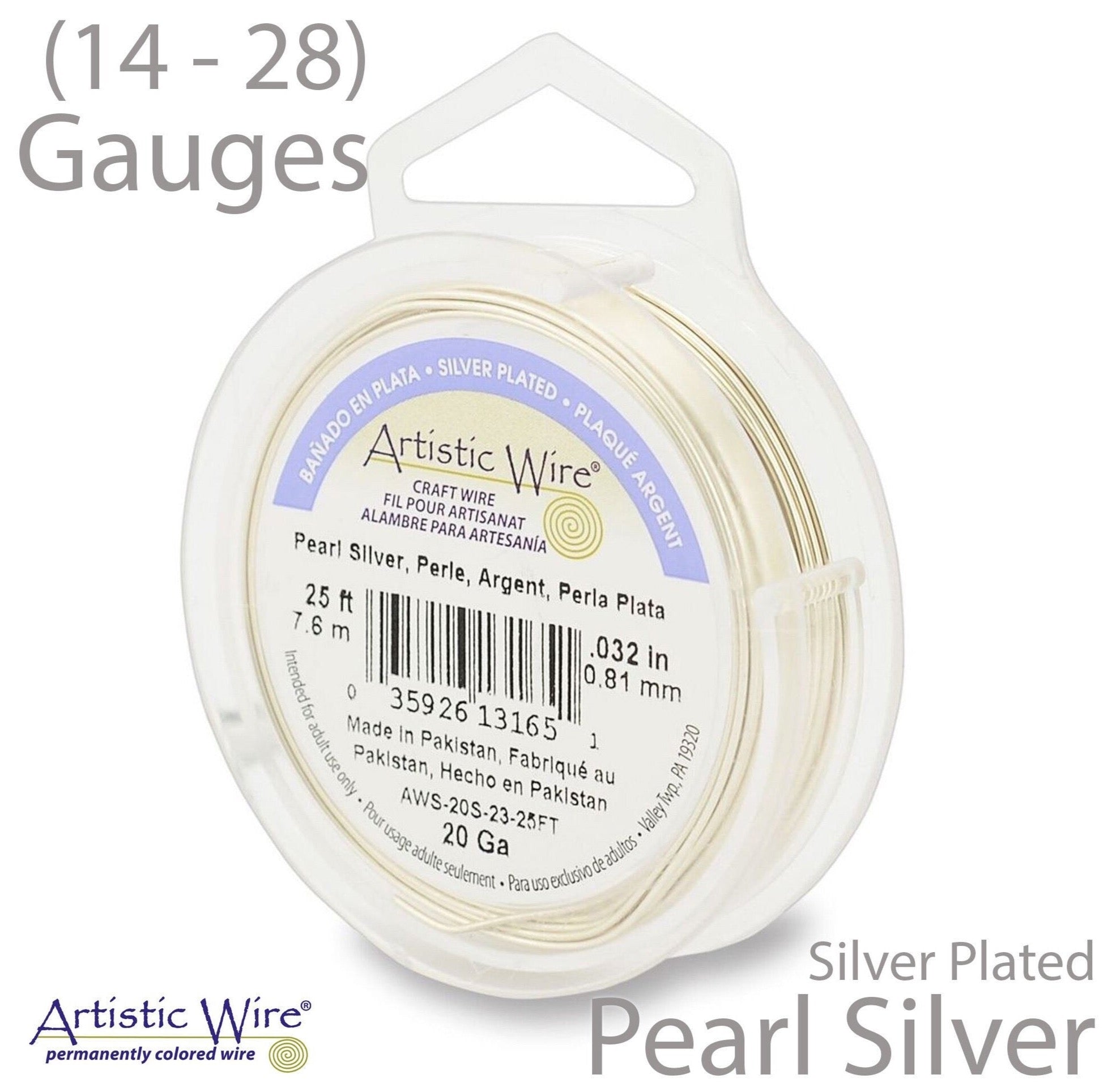 Pearl Silver Artistic Wire Tarnish Resistant Silver Plated Craft Wire (14, 16, 18, 20, 22, 24, 26, 28 Gauge)