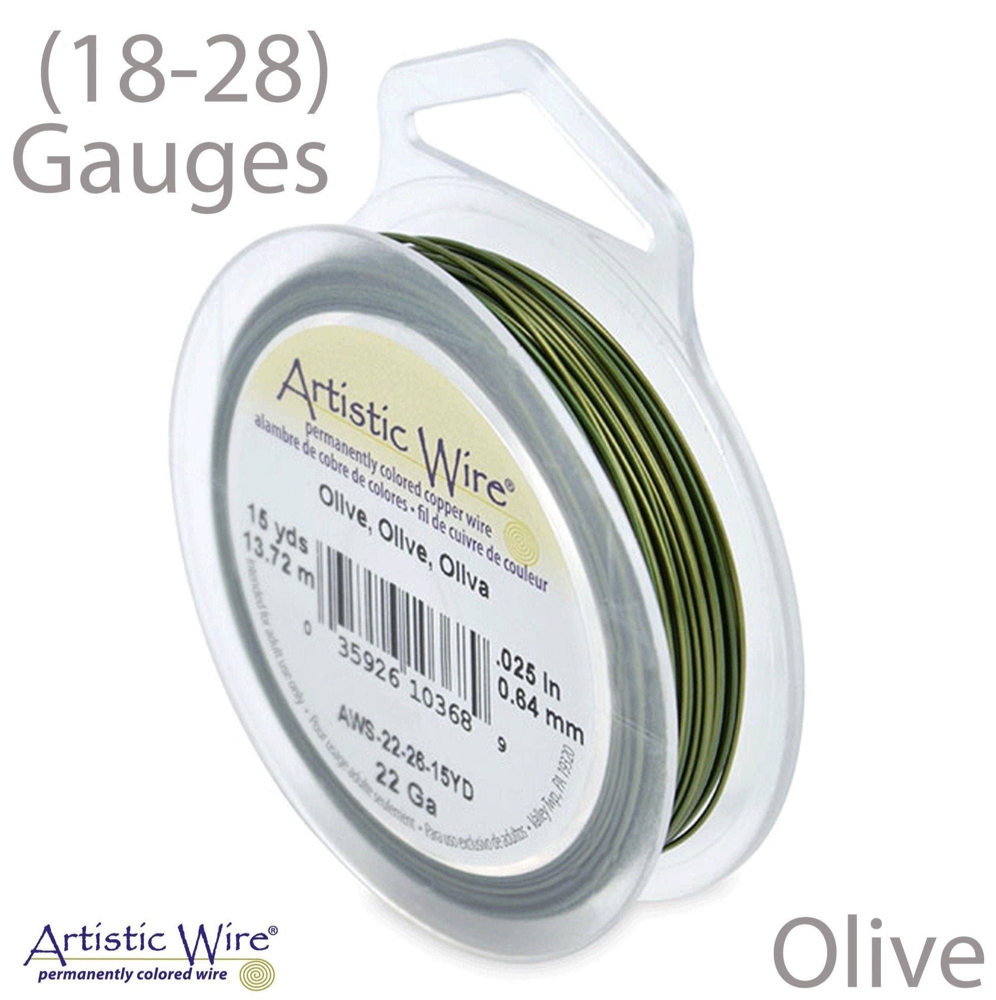 Olive Artistic Wire Tarnish Resistant Green Craft Wire (18, 20, 22, 24, 26, 28 Gauge)