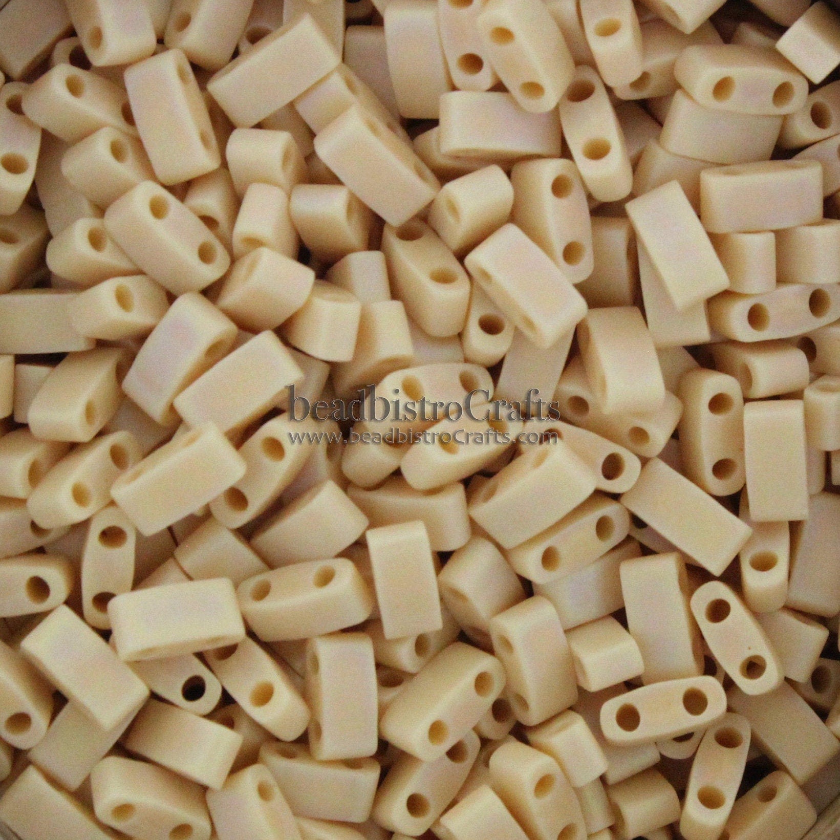 10g MIYUKI - 1/2 Tila Beads - Opaque Pear FROSTED AB - size 5mm x 2.3mm x 1.9mm - 2 hole - Half Tila 493FR