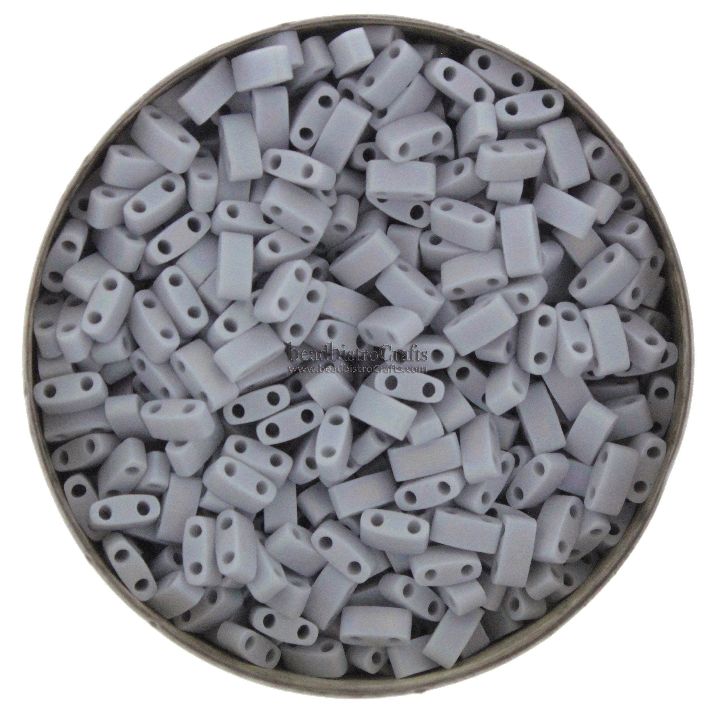 10g MIYUKI - 1/2 Tila Beads - Cement Grey FROSTED AB - size 5mm x 2.3mm x 1.9mm - 2 hole - Half Tila 498FR