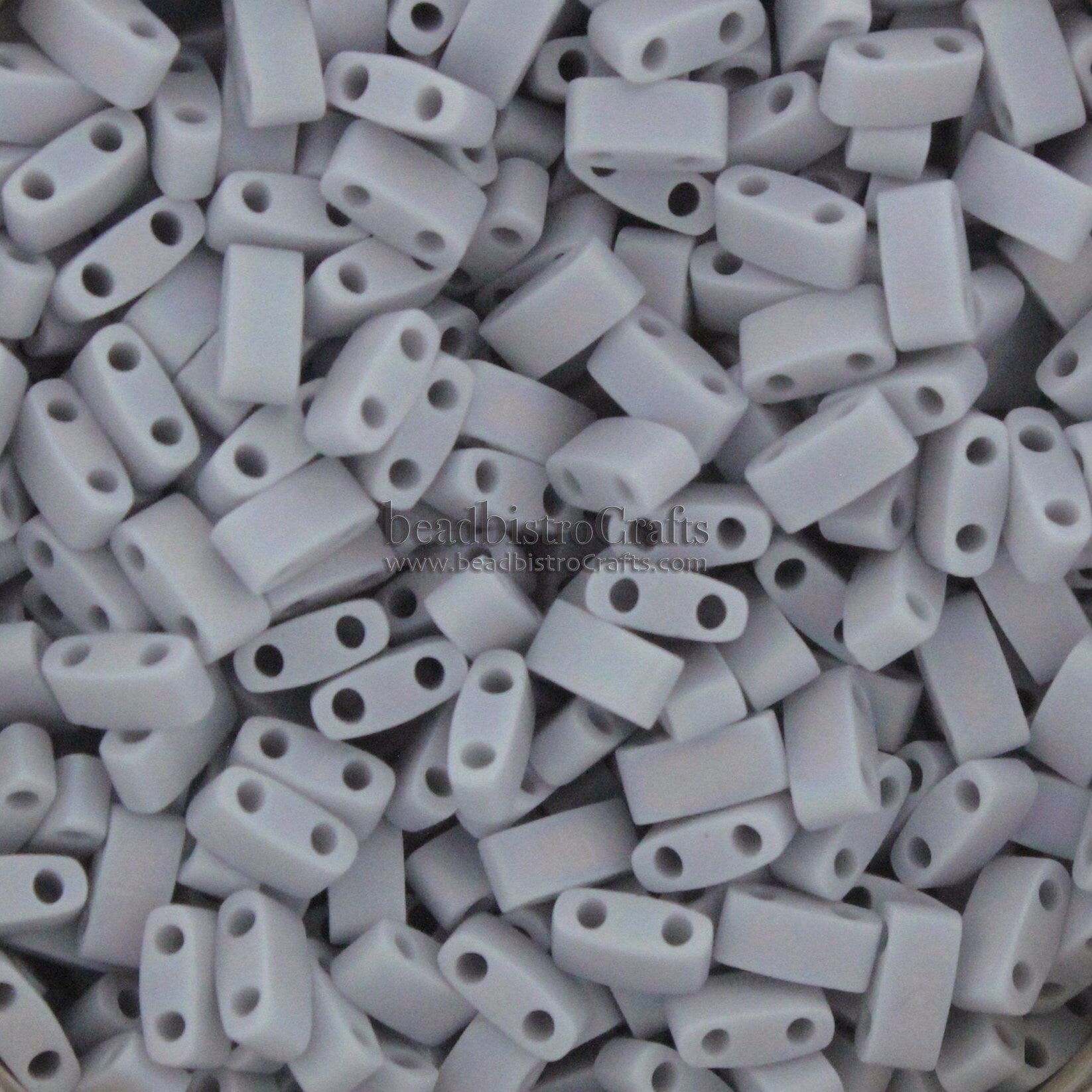 10g MIYUKI - 1/2 Tila Beads - Cement Grey FROSTED AB - size 5mm x 2.3mm x 1.9mm - 2 hole - Half Tila 498FR