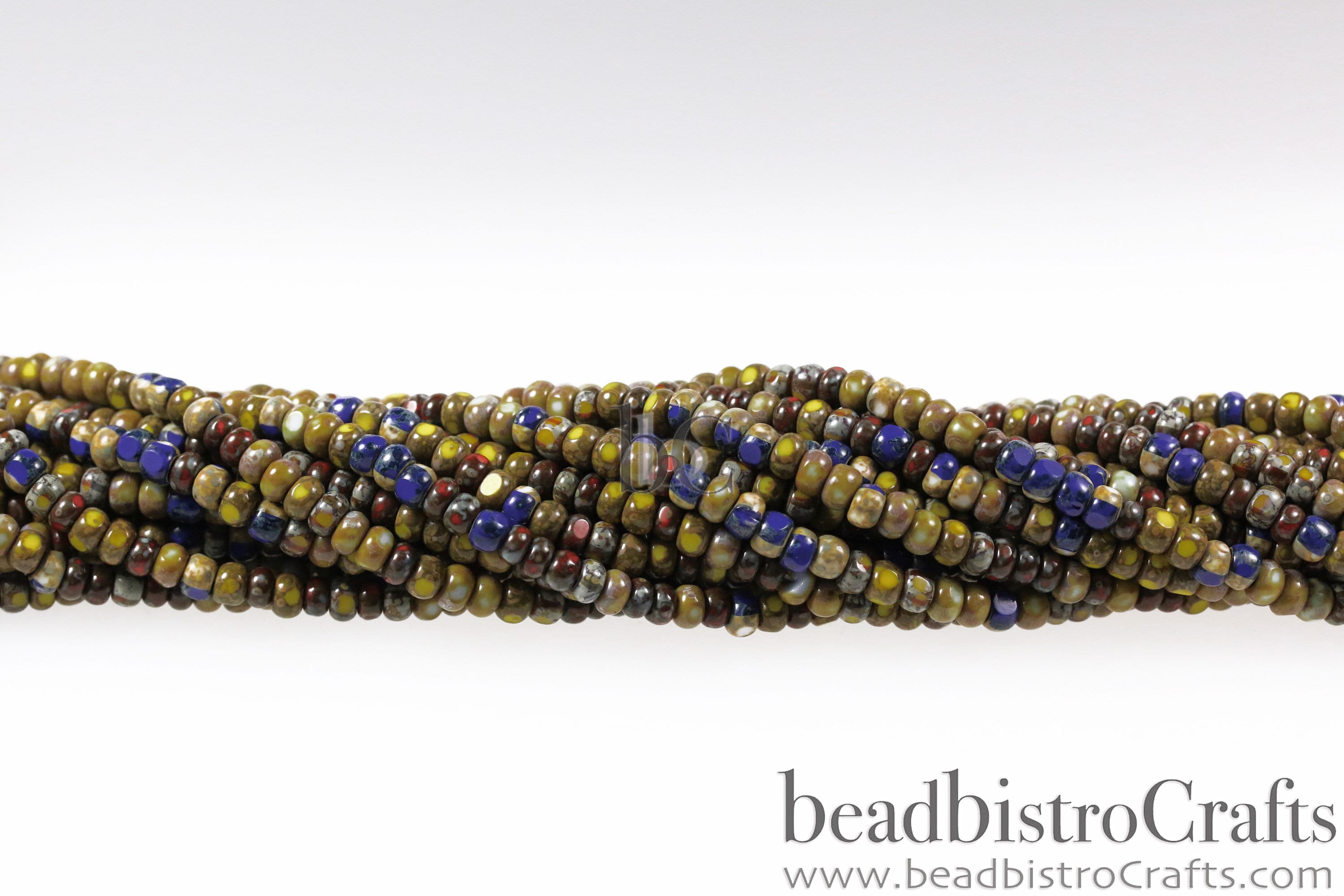 CZECH CUT size 8 Seed beads - 194pcs Opaque PICASSO Muddled Mix size 8/0 Seed beads - 20 3/4" strand