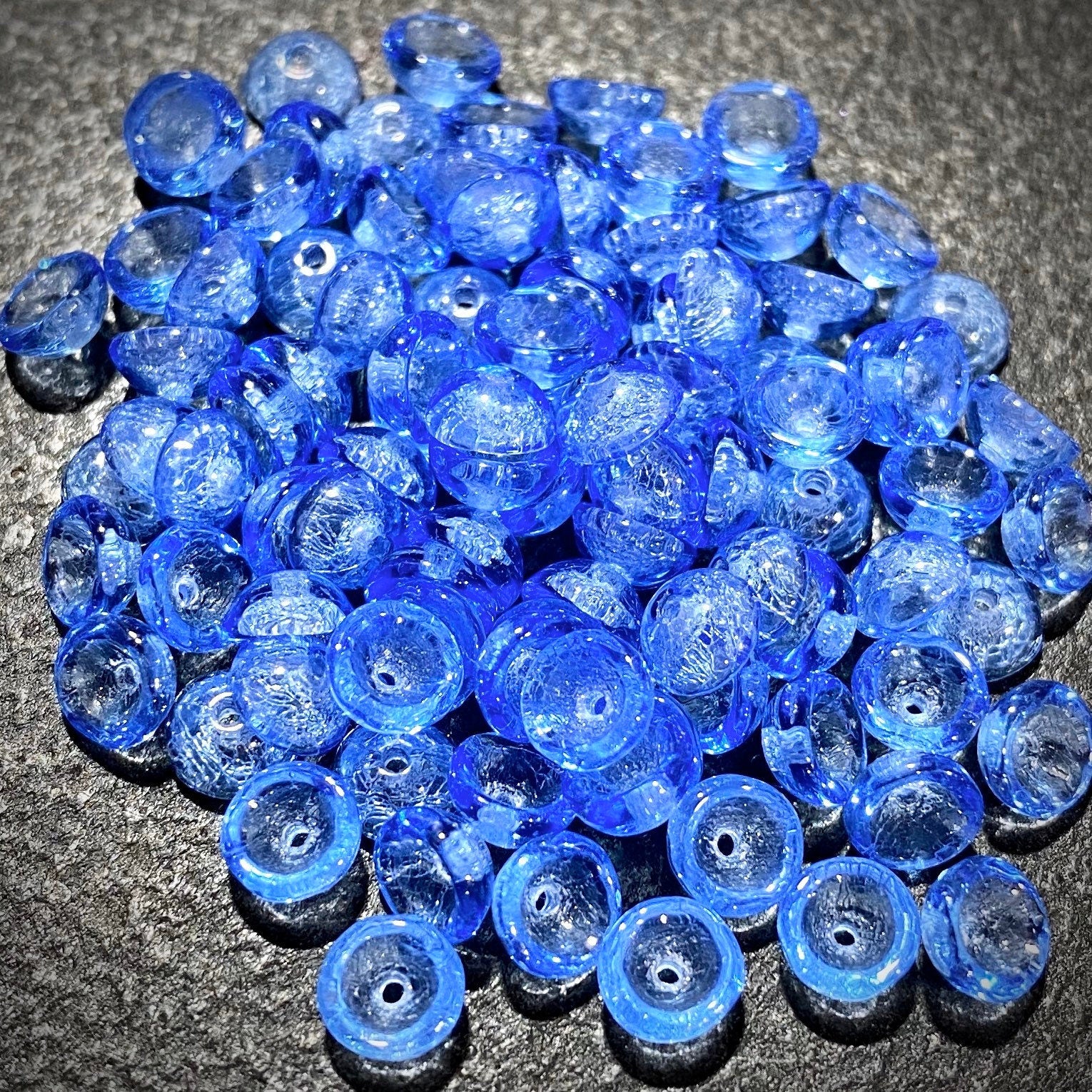 100pcs * NEW TeaCup bead 2x4mm Czech glass tea cup bead - Transparent Sapphire -  4mm glass bead cap beads