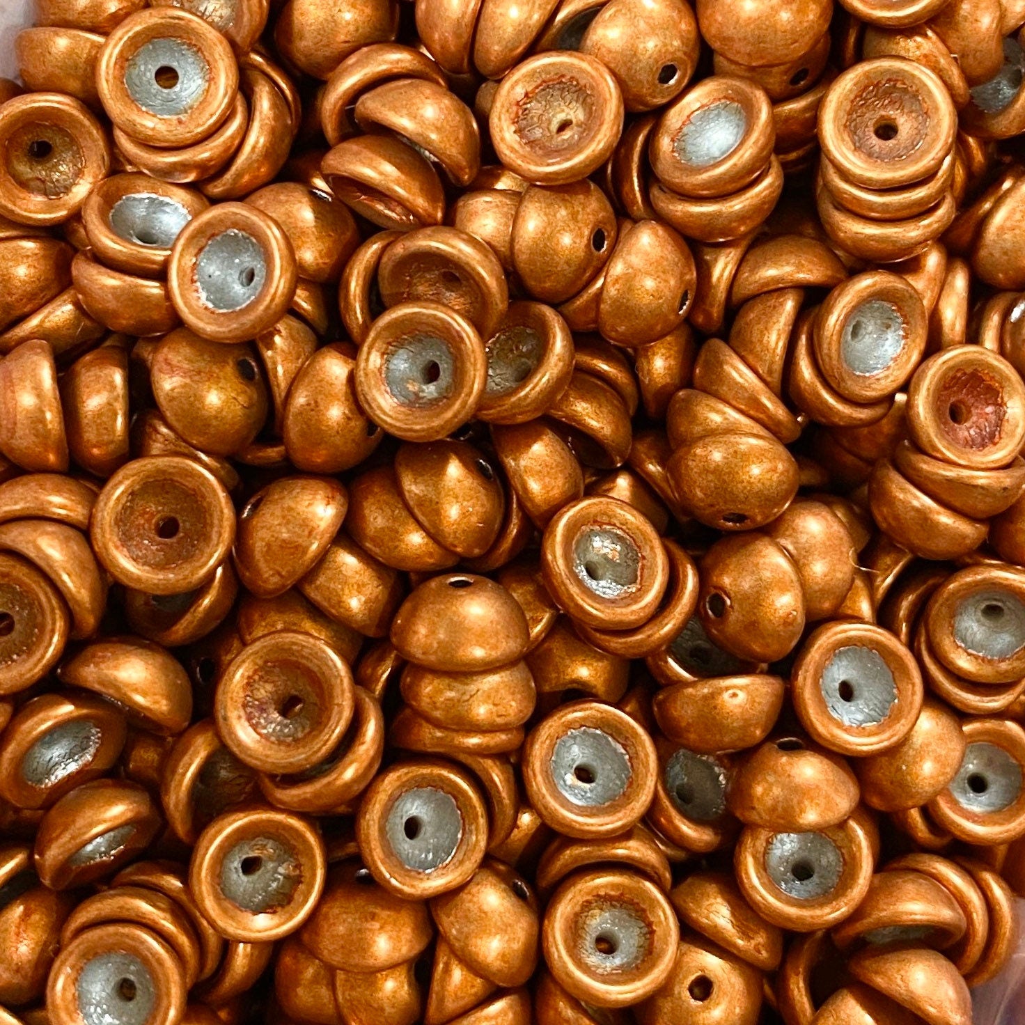 100pcs * NEW TeaCup bead 2x4mm Czech glass tea cup bead - SATURATED METALLIC Russet Orange -  4mm glass bead cap beads