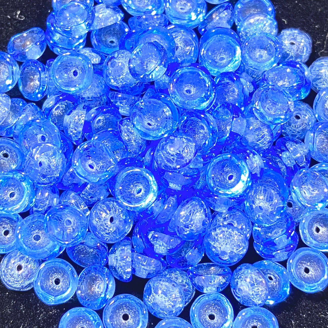 100pcs * NEW TeaCup bead 2x4mm Czech glass tea cup bead - Transparent Sapphire -  4mm glass bead cap beads