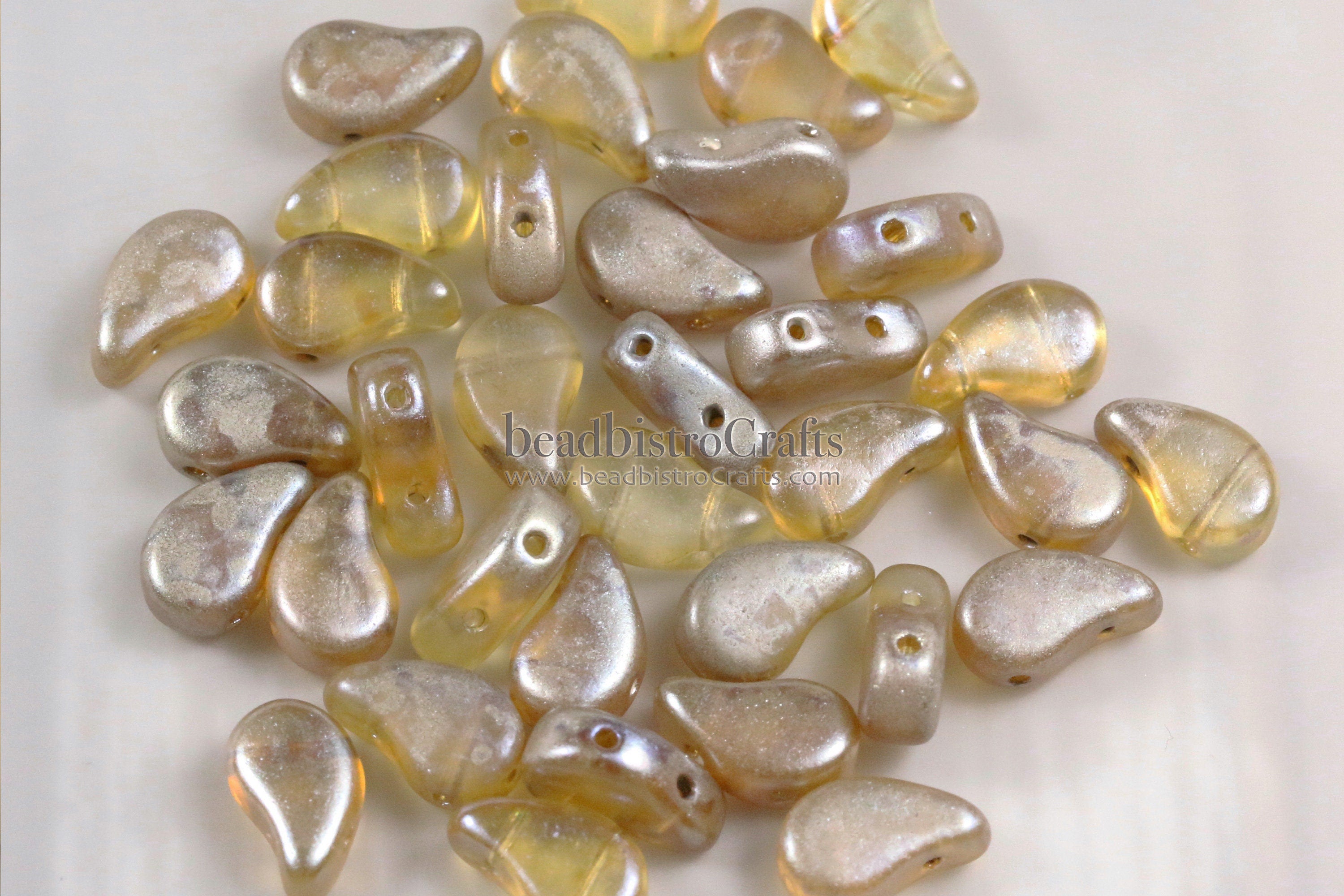 40pcs Czech PAISLEYDUO beads - 2 hole beads - Crystal MATTE REMBRANDT - Paisley Duo bead - 5x8mm