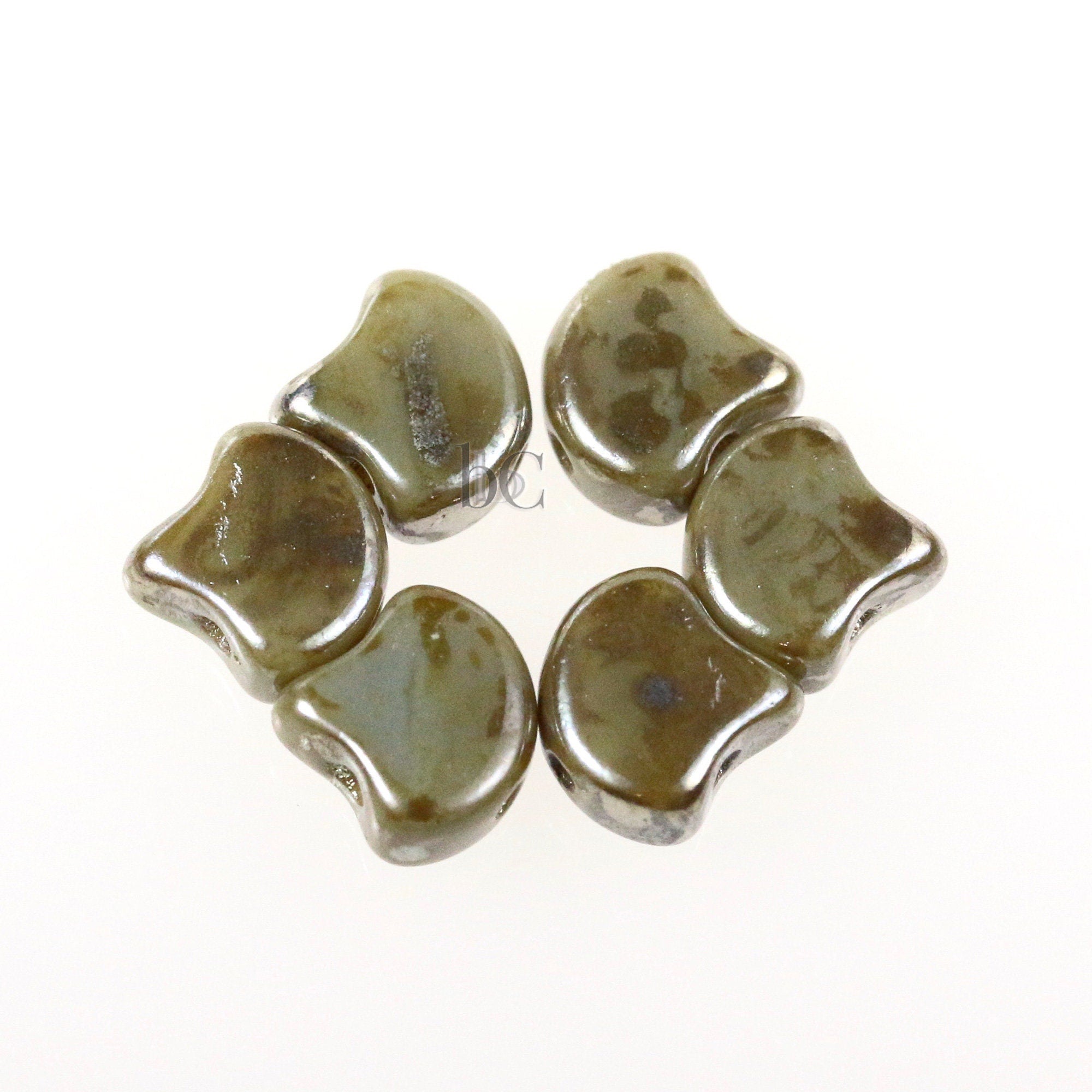 30pcs Czech 2-hole GINKO beads - Ginko Duo - Ashen Grey REMBRANDT Ginko bead - 7.5x7.5mm