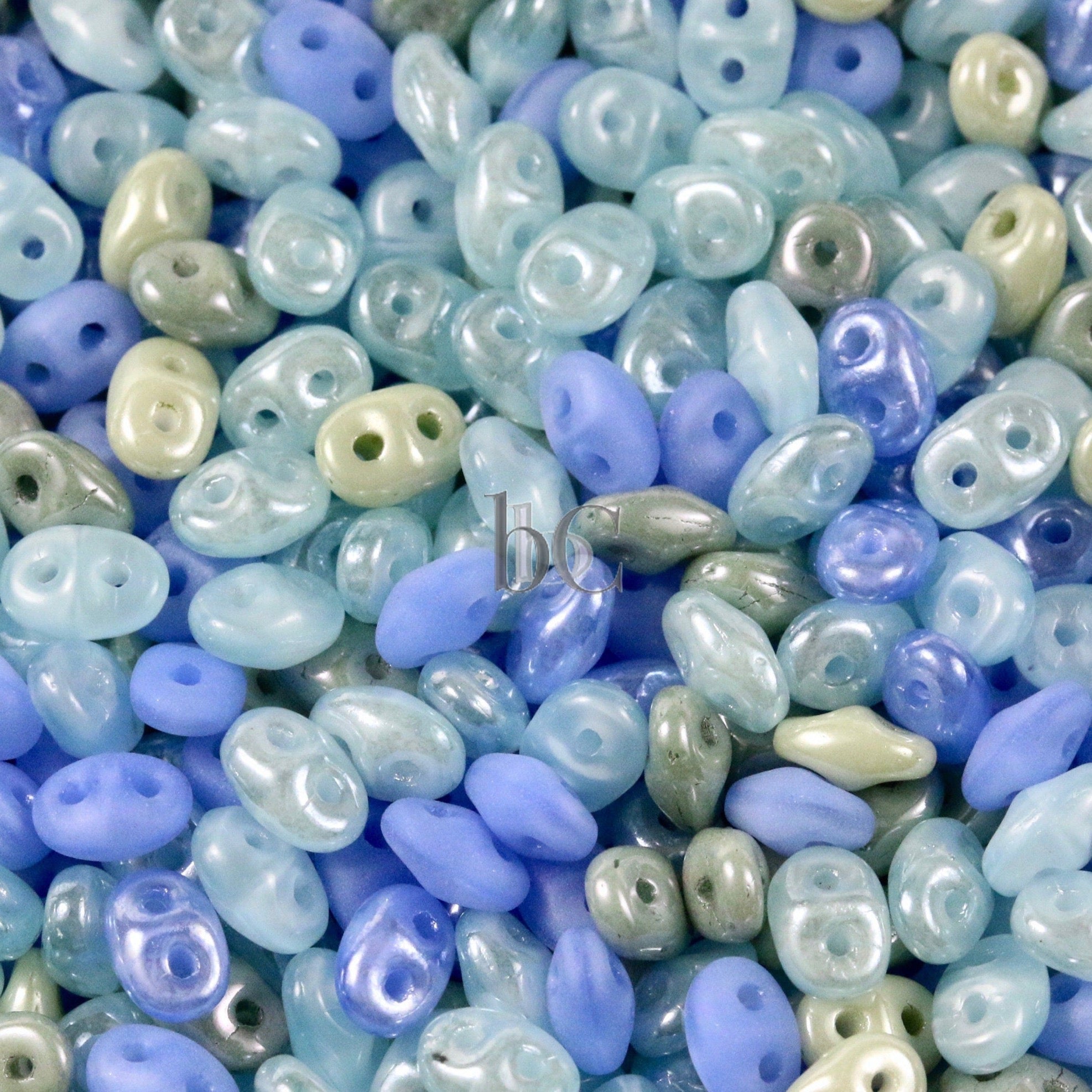 20g Czech SuperDuo 2 hole beads - BLUE TWEEDIA BOUQUET Mix / Custom Mix - 2.5x5mm