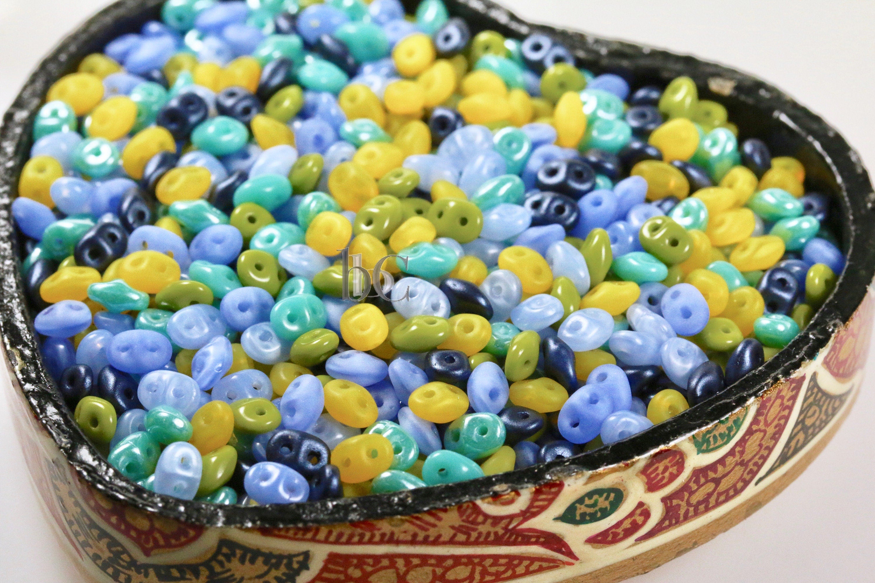 20g Czech SuperDuo 2 hole beads - COASTAL SUNSHINE Mix / Custom Mix - 2.5x5mm