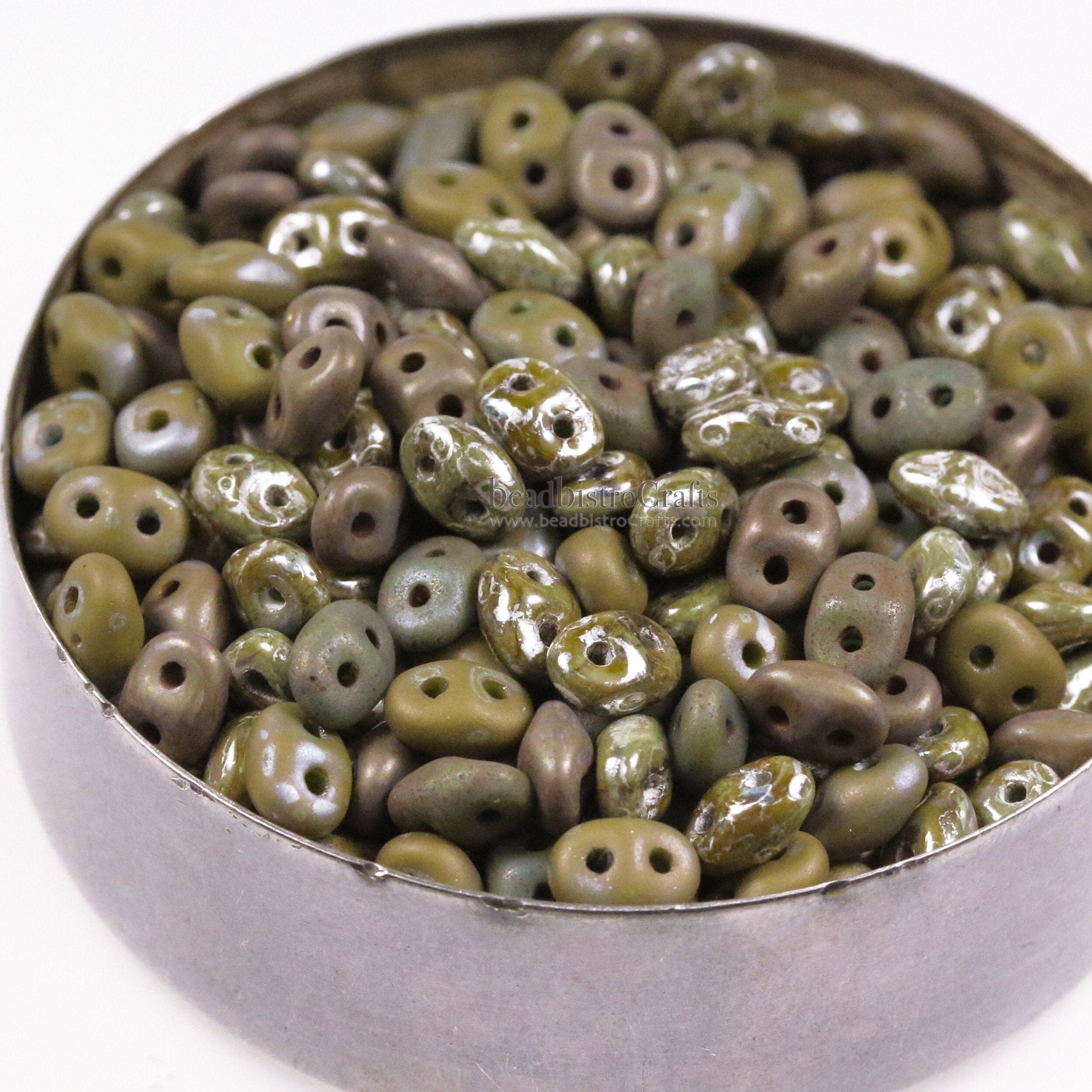 10g Czech SuperDuo 2 hole beads - MILITARY OLIVE Mix * (Custom mix) 2.5x5mm