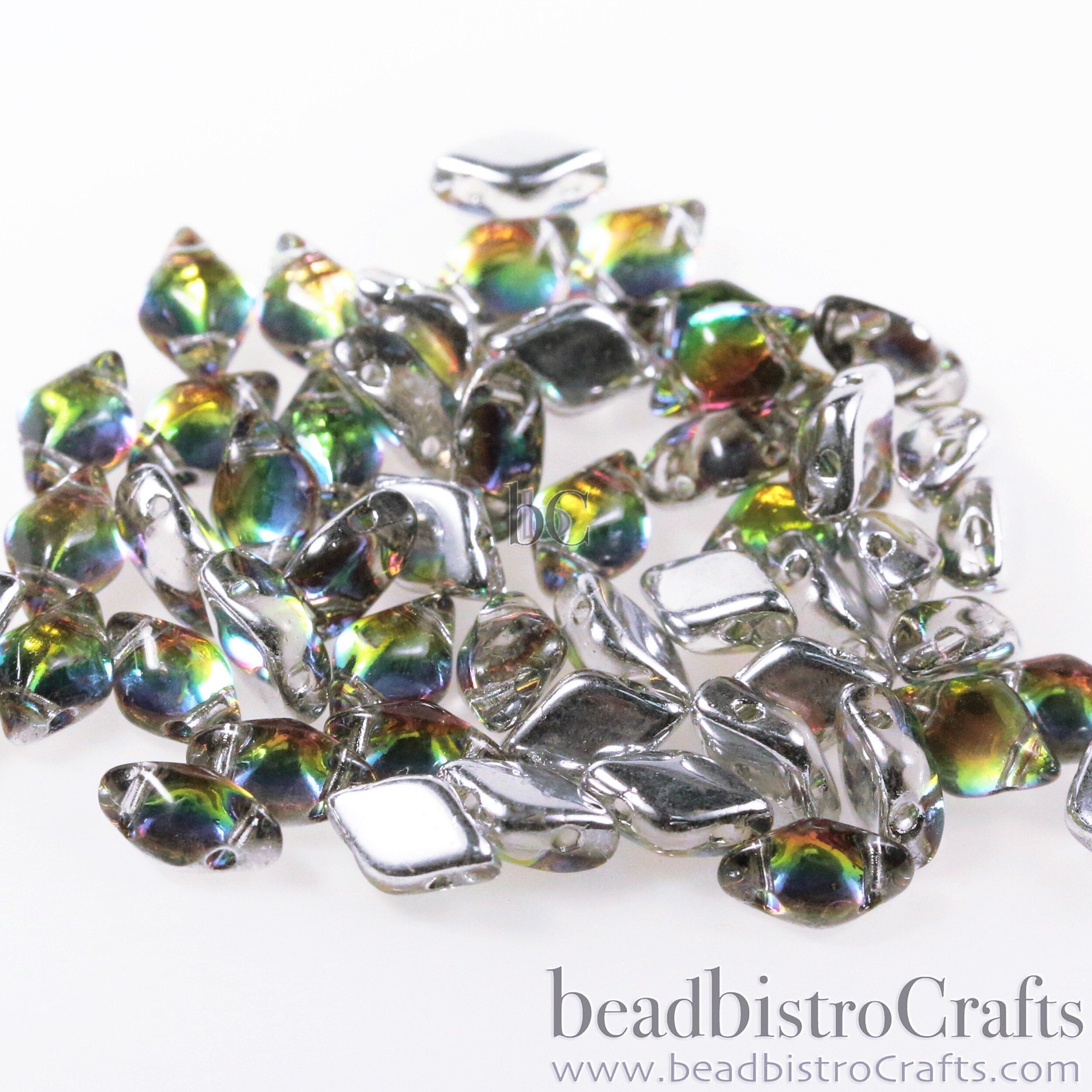 70pcs Czech GEMDUO beads - 2 hole beads - BACKLIT UTOPIA ** - 8x5mm