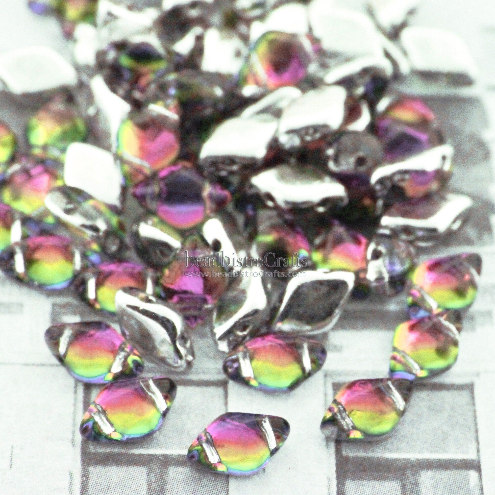 70pcs Czech GEMDUO beads - 2 hole beads - BACKLIT UTOPIA ** - 8x5mm