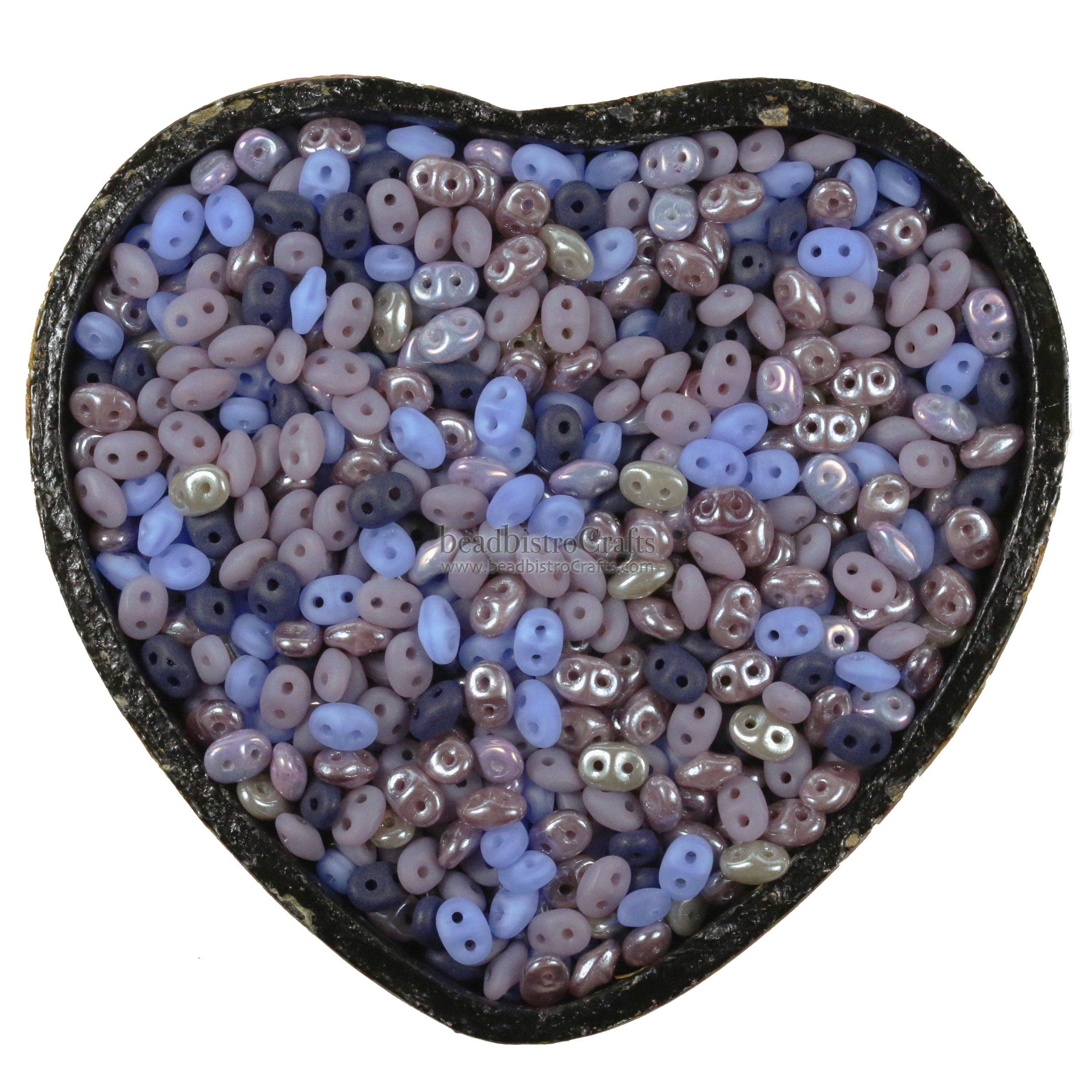 20g Czech SuperDuo 2 hole beads - VIOLET BLUEBERRY Mix / Custom Mix - 2.5x5mm