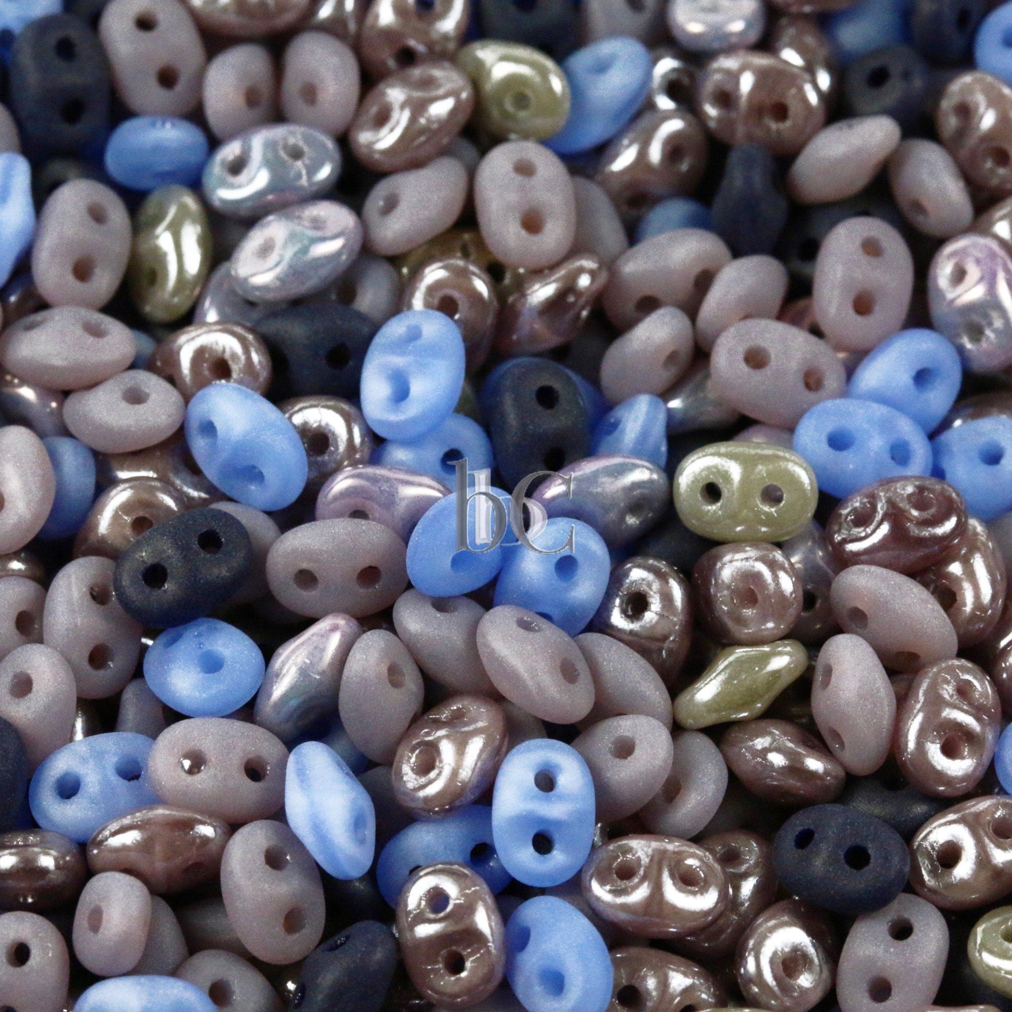 20g Czech SuperDuo 2 hole beads - VIOLET BLUEBERRY Mix / Custom Mix - 2.5x5mm