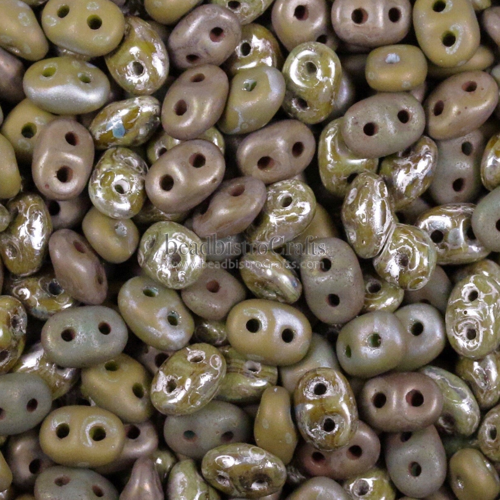 10g Czech SuperDuo 2 hole beads - MILITARY OLIVE Mix * (Custom mix) 2.5x5mm