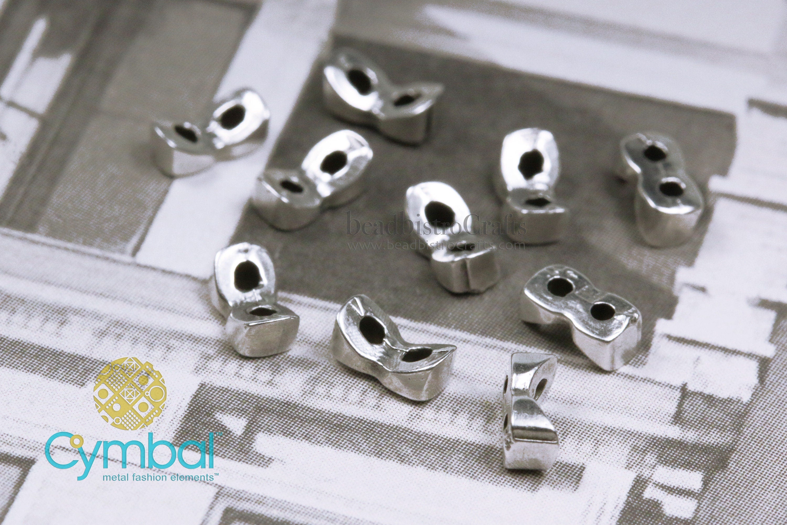 12pcs  TOURKOU - Cymbal Elements - Tila Side beads - Antique Silver Plate bead - CYMBAL™ Metal Side Beads™