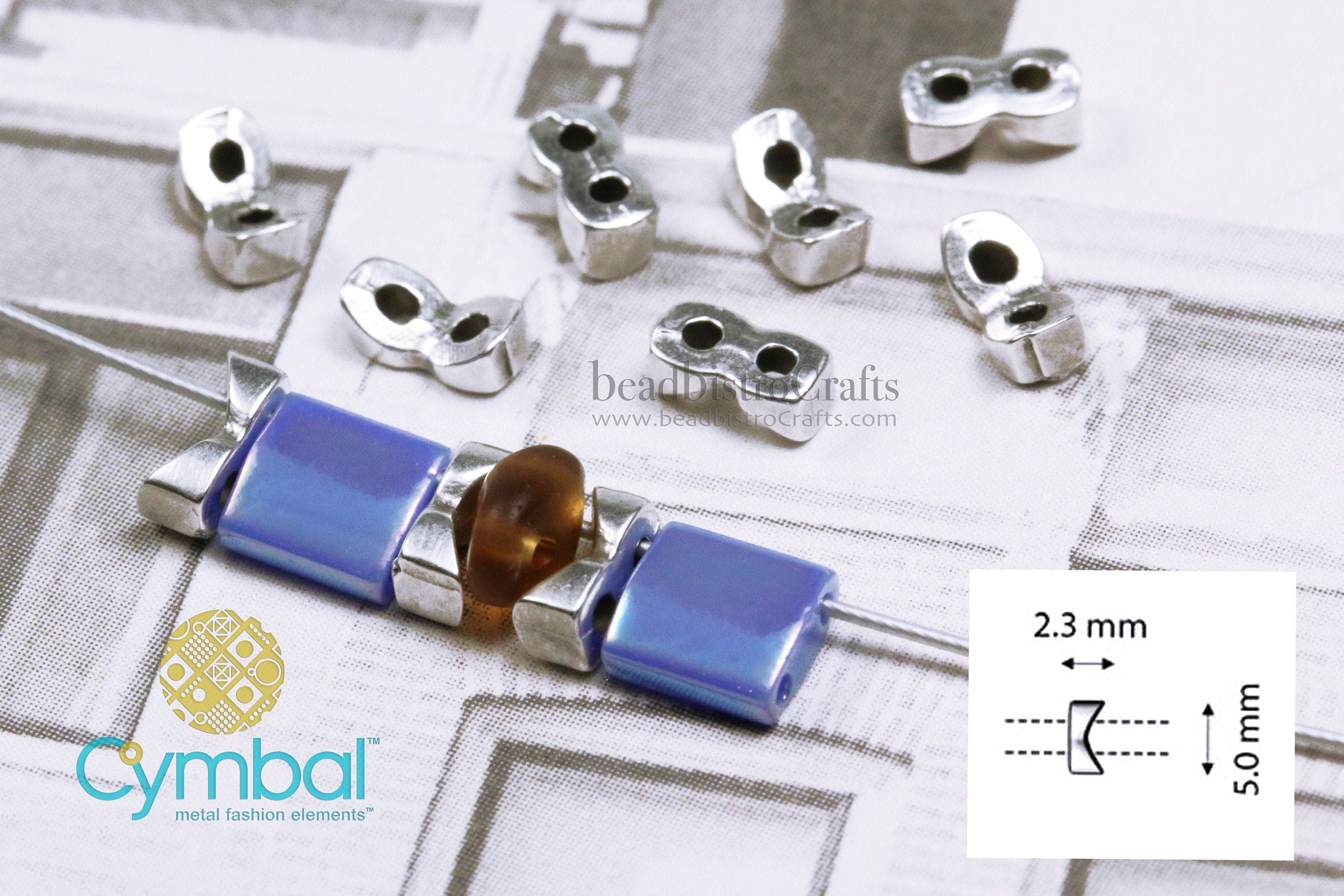 12pcs  TOURKOU - Cymbal Elements - Tila Side beads - Antique Silver Plate bead - CYMBAL™ Metal Side Beads™