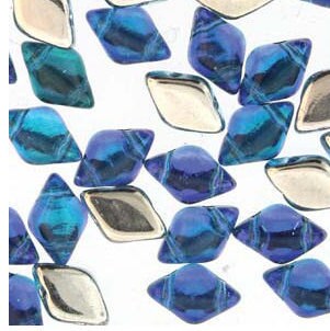 70pcs Czech GEMDUO 2-hole Beads - Czech Glass Beads - BACKLIT Aqua / Ocean MIST **  8x5mm