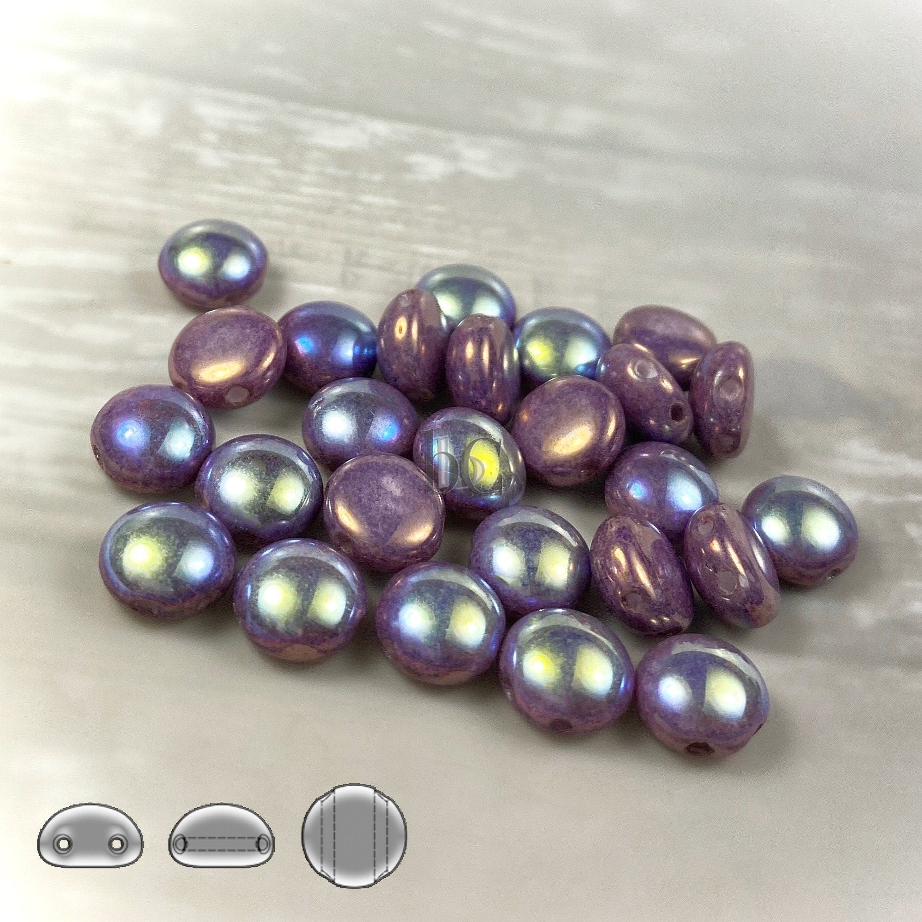 2-hole CANDY™ Cabochon Beads - 24 or 48pcs 8mm Czech 2-hole Preciosa cabochons - Alabaster VEGA AB * Czech glass beads