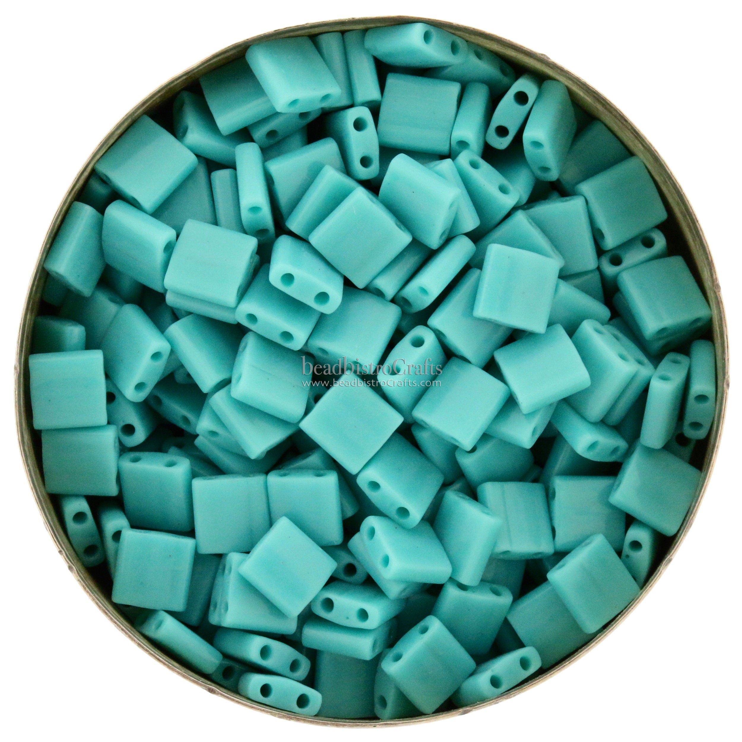 10g MIYUKI - Tila Beads - OPAQUE TURQUOISE - size 5mm x 5mm x 1.9mm - 2 hole - Tila Tile beads 412