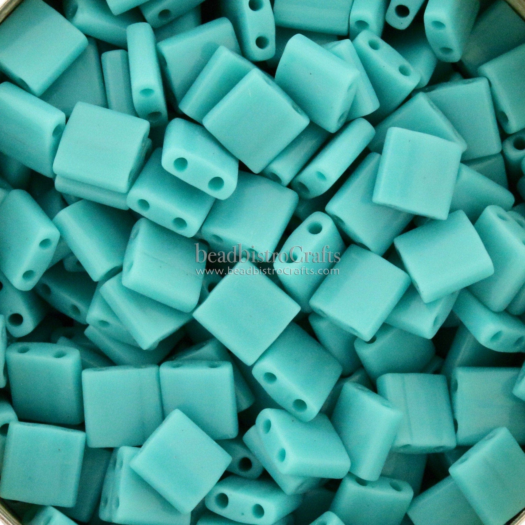 10g MIYUKI - Tila Beads - OPAQUE TURQUOISE - size 5mm x 5mm x 1.9mm - 2 hole - Tila Tile beads 412