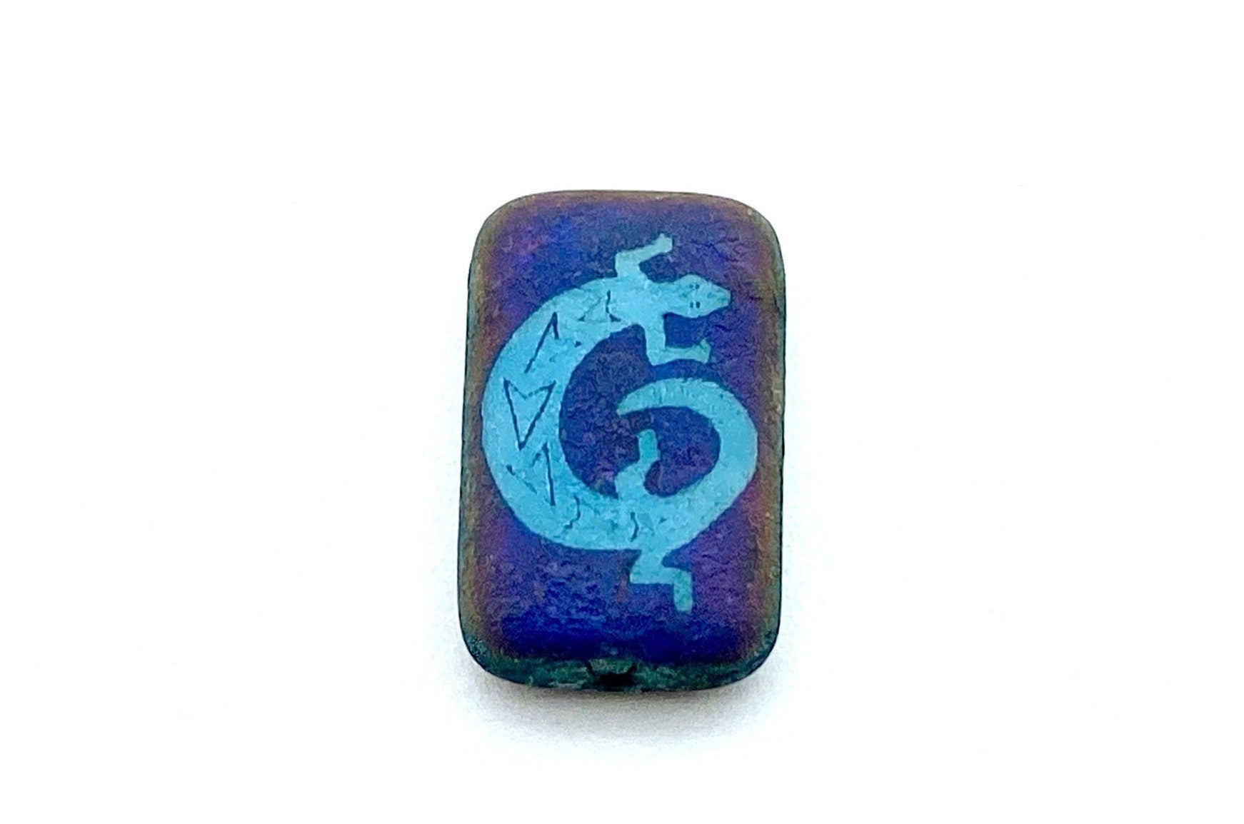 Czech Glass Beads ~ Lizard Transparent Matte Light Blue Sliperit - 18x12mm Laser Tattoo Beads