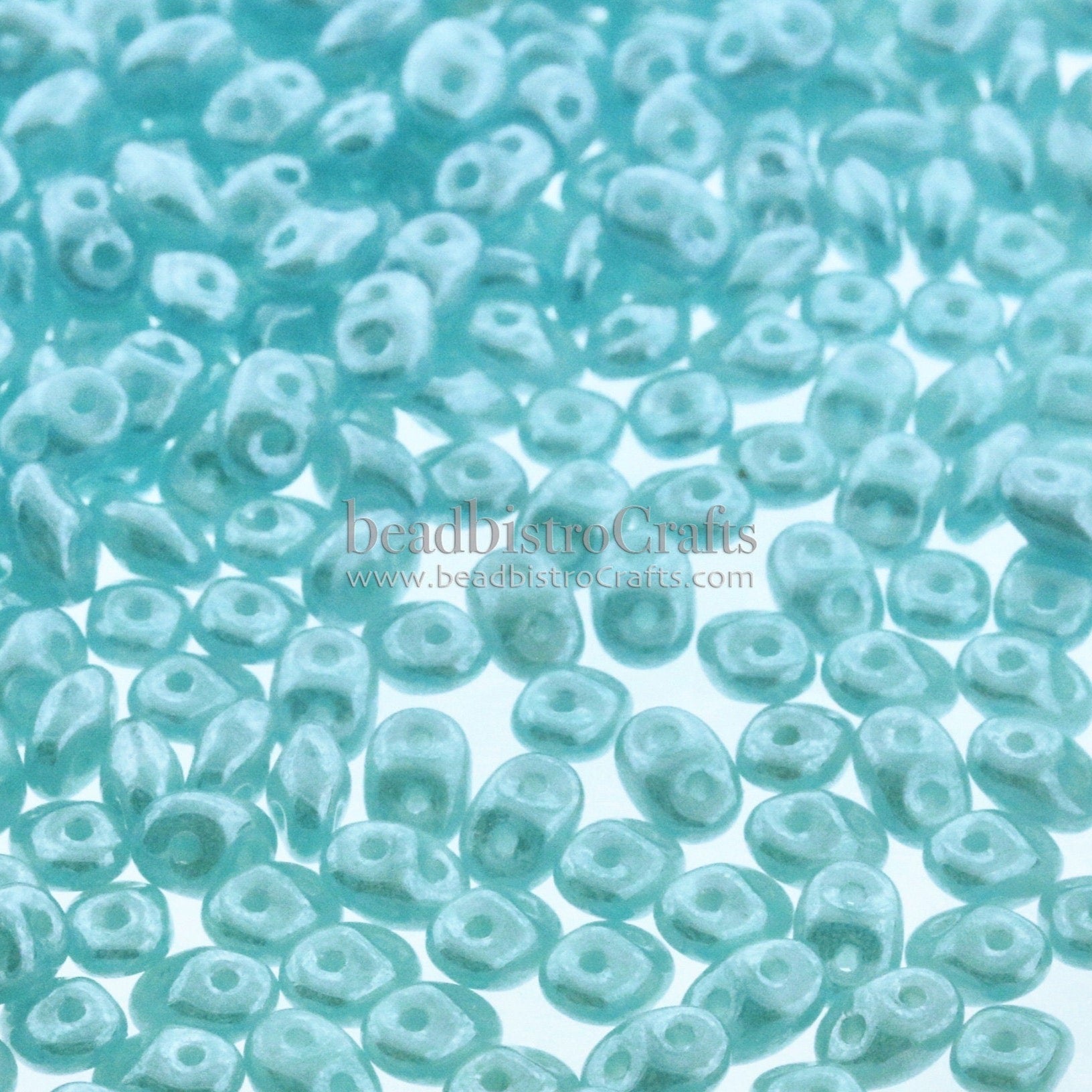 10g Czech SuperDuo 2-hole Beads - Marine OPAL WHITE LUSTER * 2.5x5mm