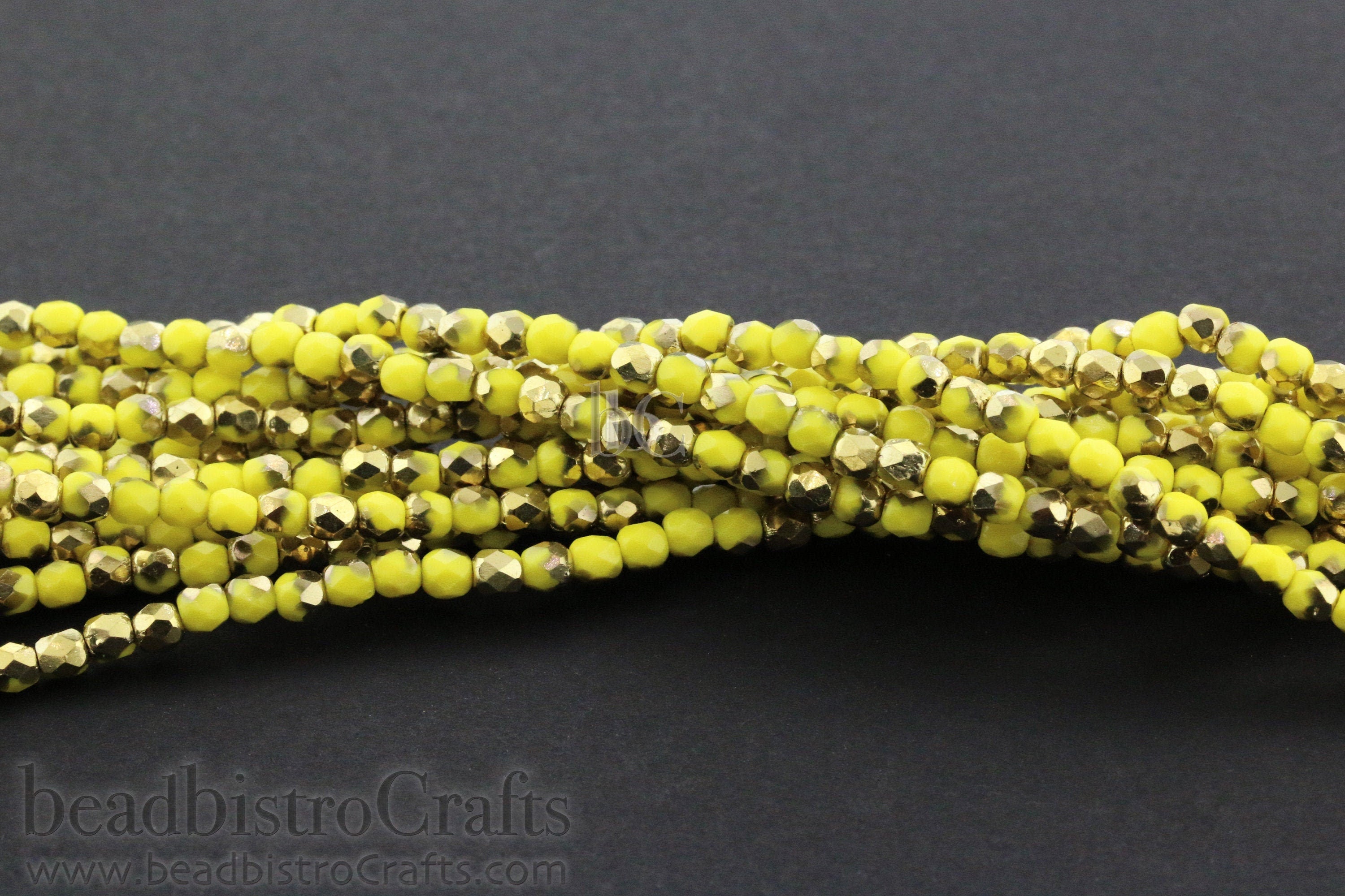 3mm Czech glass - 50 or 200pcs Fire polish bead - Opaque Lemon Yellow GOLD BRONZE - 3mm Facetted beads - Firepolish