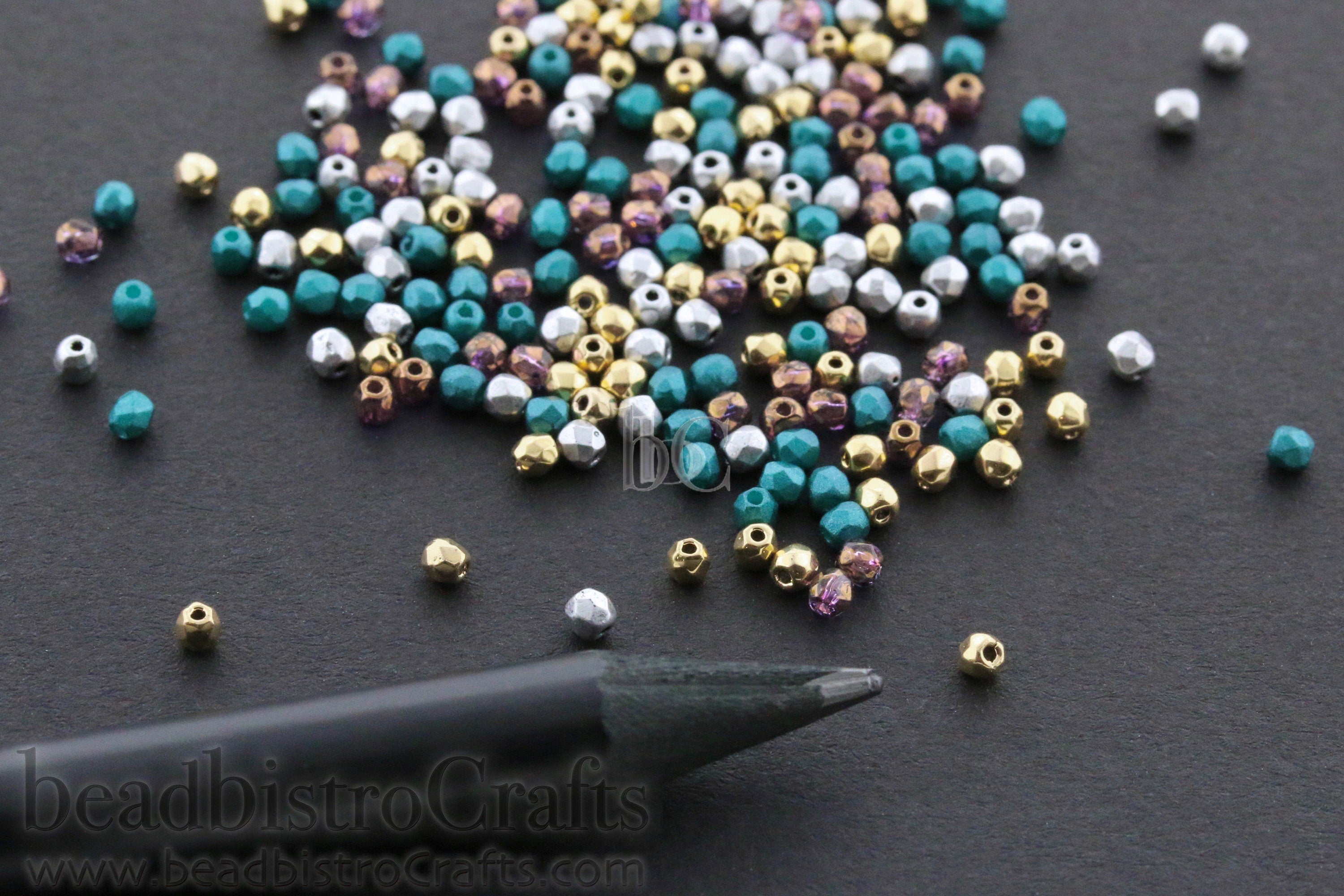 300pcs 2mm Fire Polish beads - tiny Czech facetted glass round beads - Alabaster LIME PASTEL (Pearl Coat) * 1/4 Mass  (~ 300 Pieces)