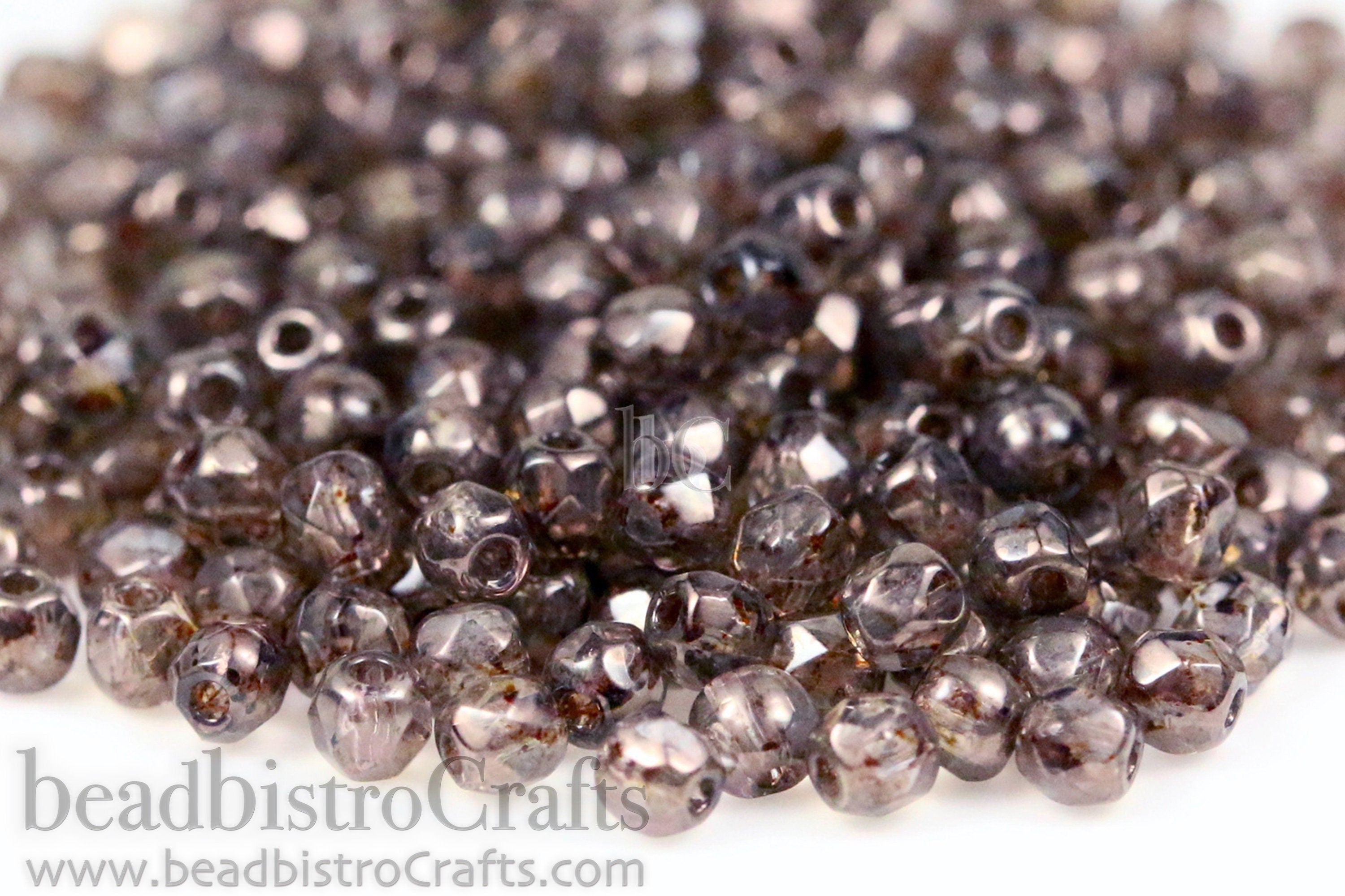 300pcs 2mm Fire Polish beads - tiny Czech facetted glass round beads - Crystal GREEN / BROWN LAZURE * 1/4 Mass  (~ 300 Pieces)