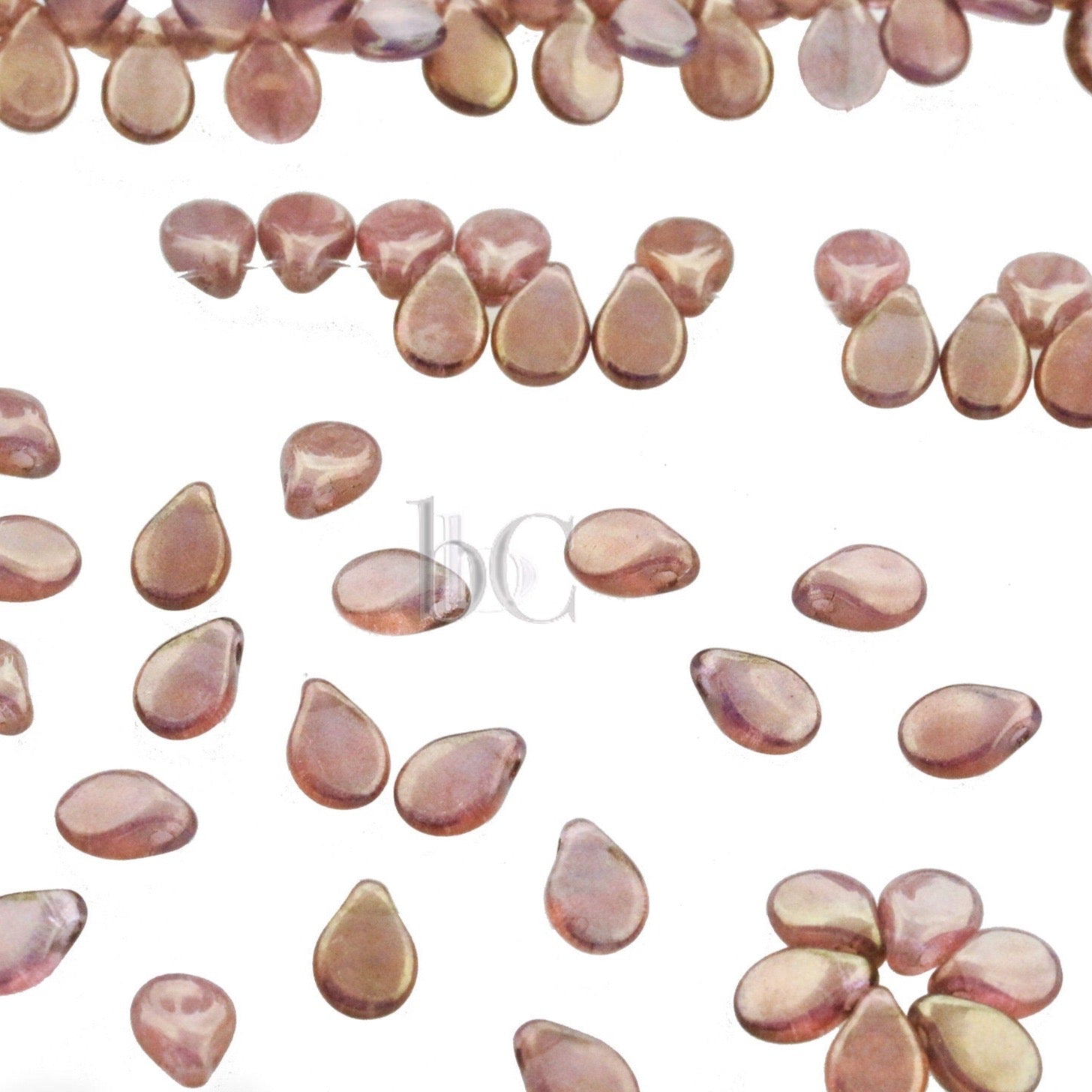 Pink Pip Beads - 50pcs Czech Glass - White Opal VEGA Pink / BRONZE LUSTER - Drop Beads - Preciosa pip 5x7mm