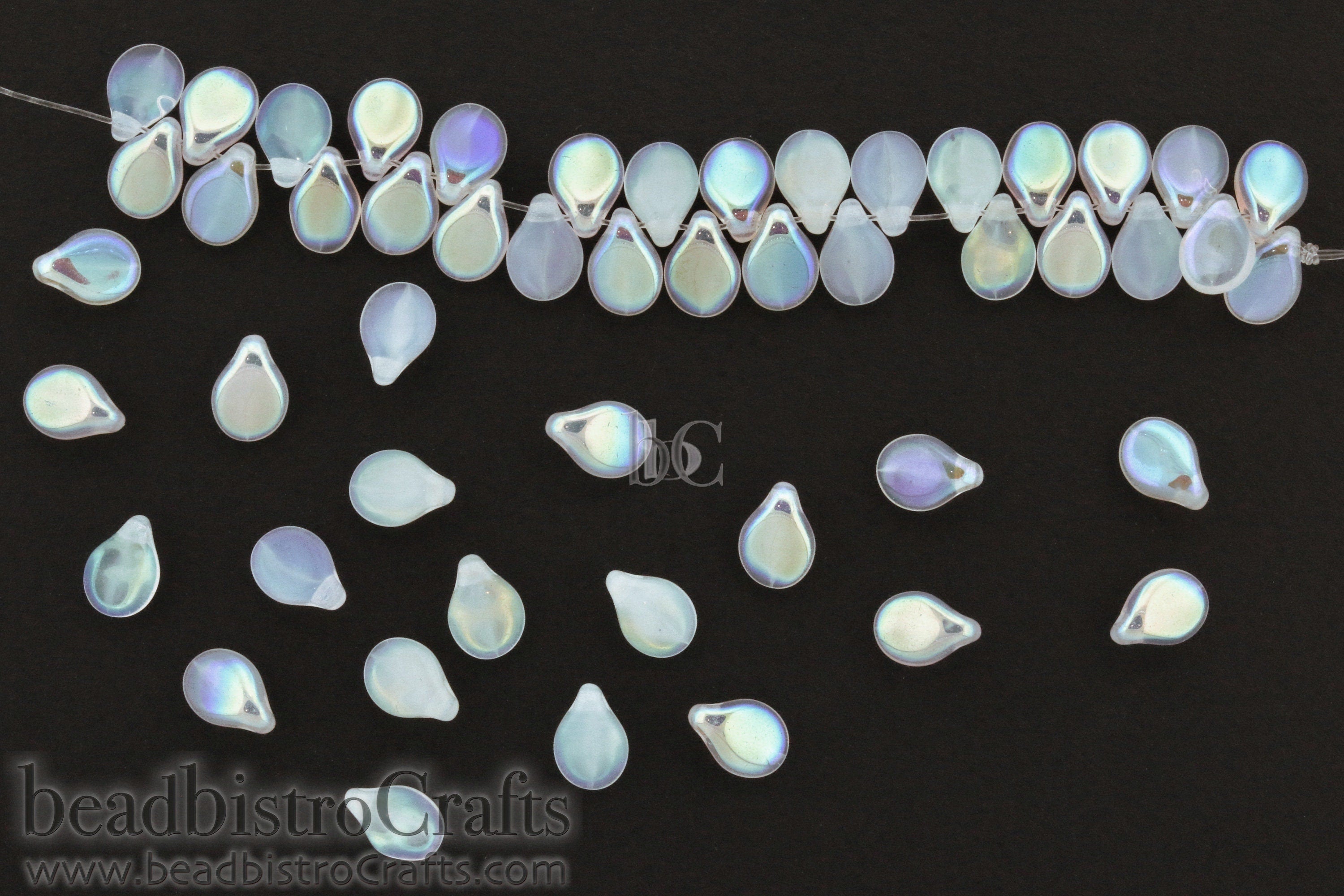 50pcs Czech Pip Beads * NEW Milky White OPAL AB Petals - Glass Drop Beads - Preciosa Pip 5x7mm