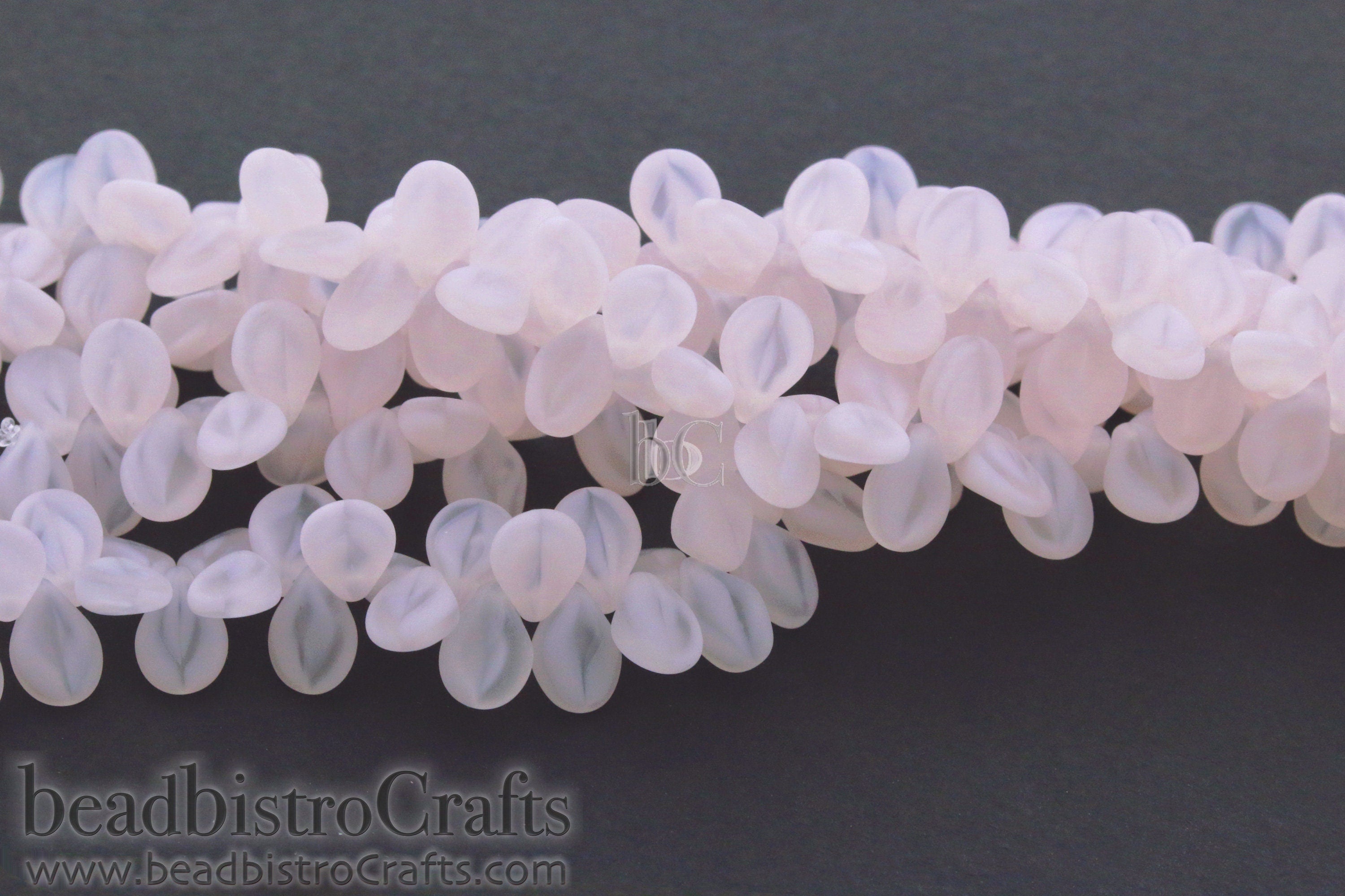 Pink Pip Beads - 50pcs Czech Glass - FROSTED SWIRLY Pale Pink OPAL - Drop Beads - Preciosa pip 5x7mm