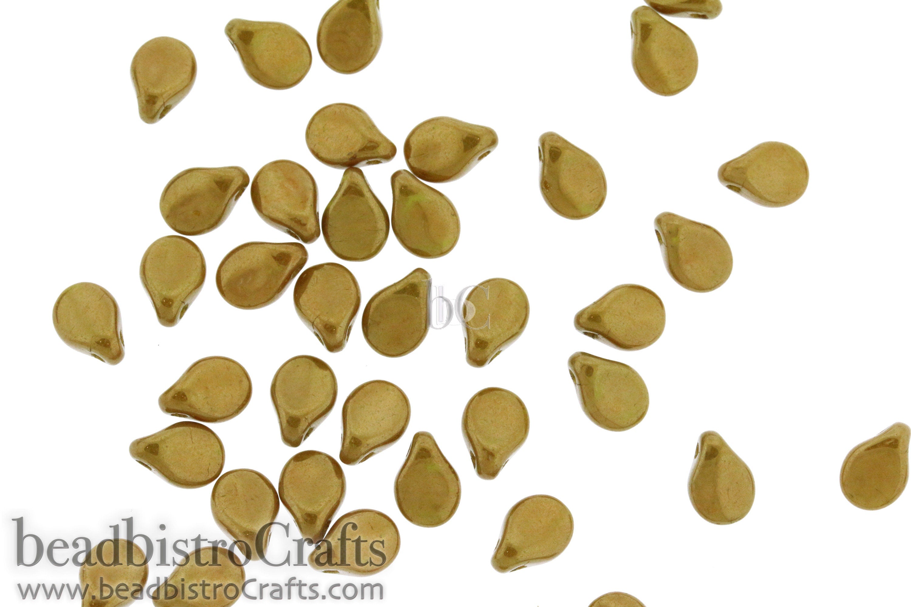 Golden Pip Beads - 50pcs Czech Glass - Opaque Yellow OCHER GOLD LUSTERED - Drop Beads - Preciosa pip 5x7mm