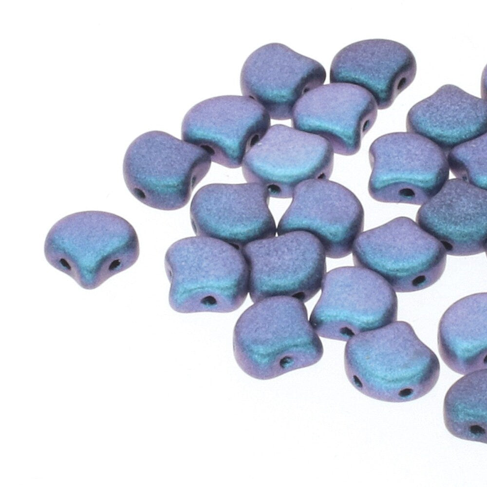 30pcs Czech 2-hole GINKO beads - Ginko Duo - POLYCHROME INDIGO Ginko bead - 7.5x7.5mm