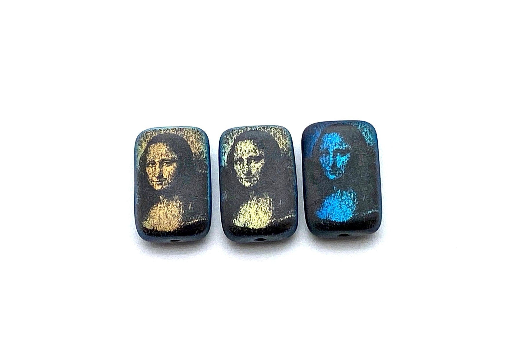 Czech Glass Beads ~ Mona Lisa Jet AB Matte - 18x12mm Laser Tattoo Beads