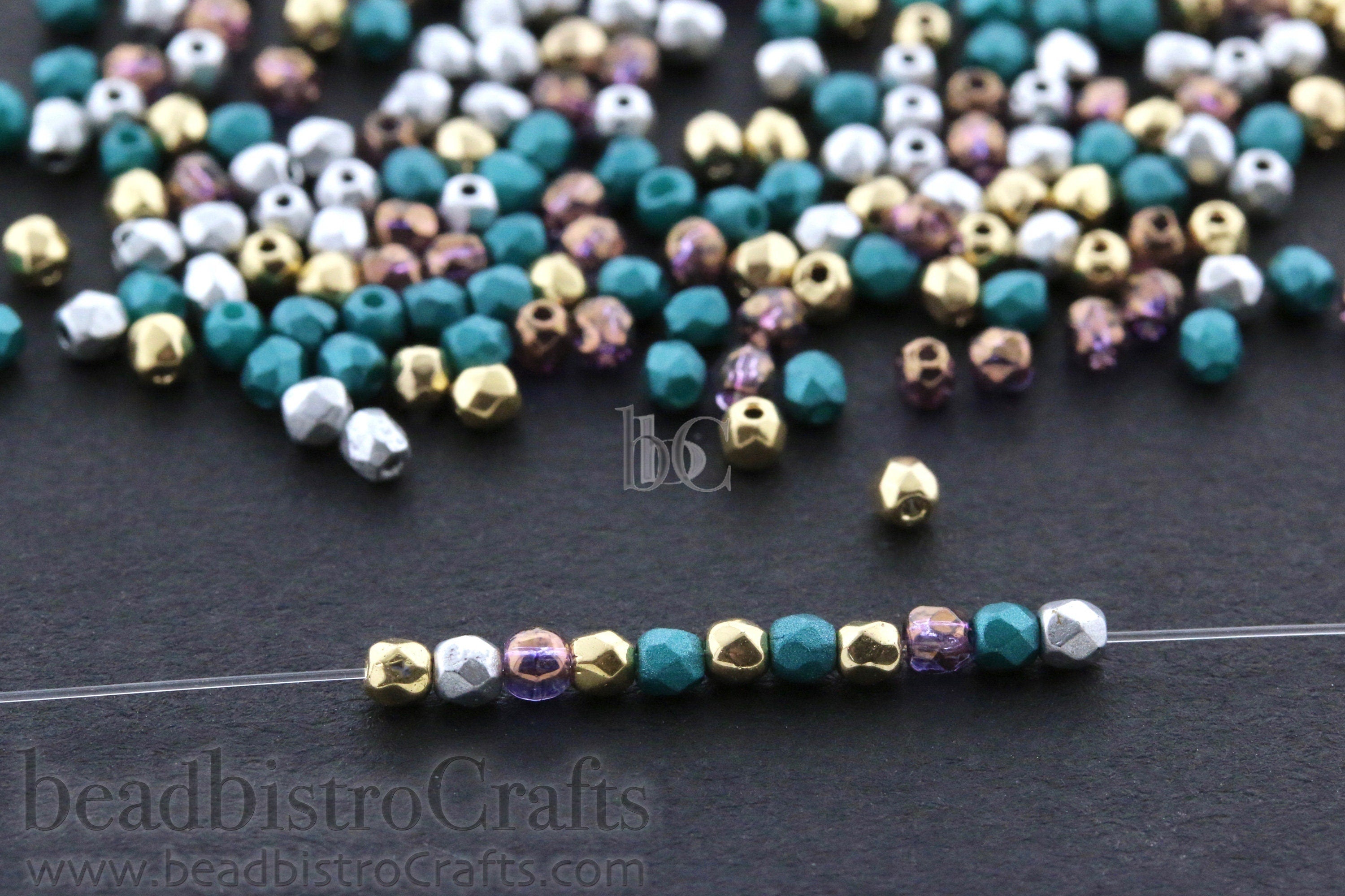 300pcs 2mm Fire Polish beads - tiny Czech facetted glass round beads - Crystal GREEN / BROWN LAZURE * 1/4 Mass  (~ 300 Pieces)