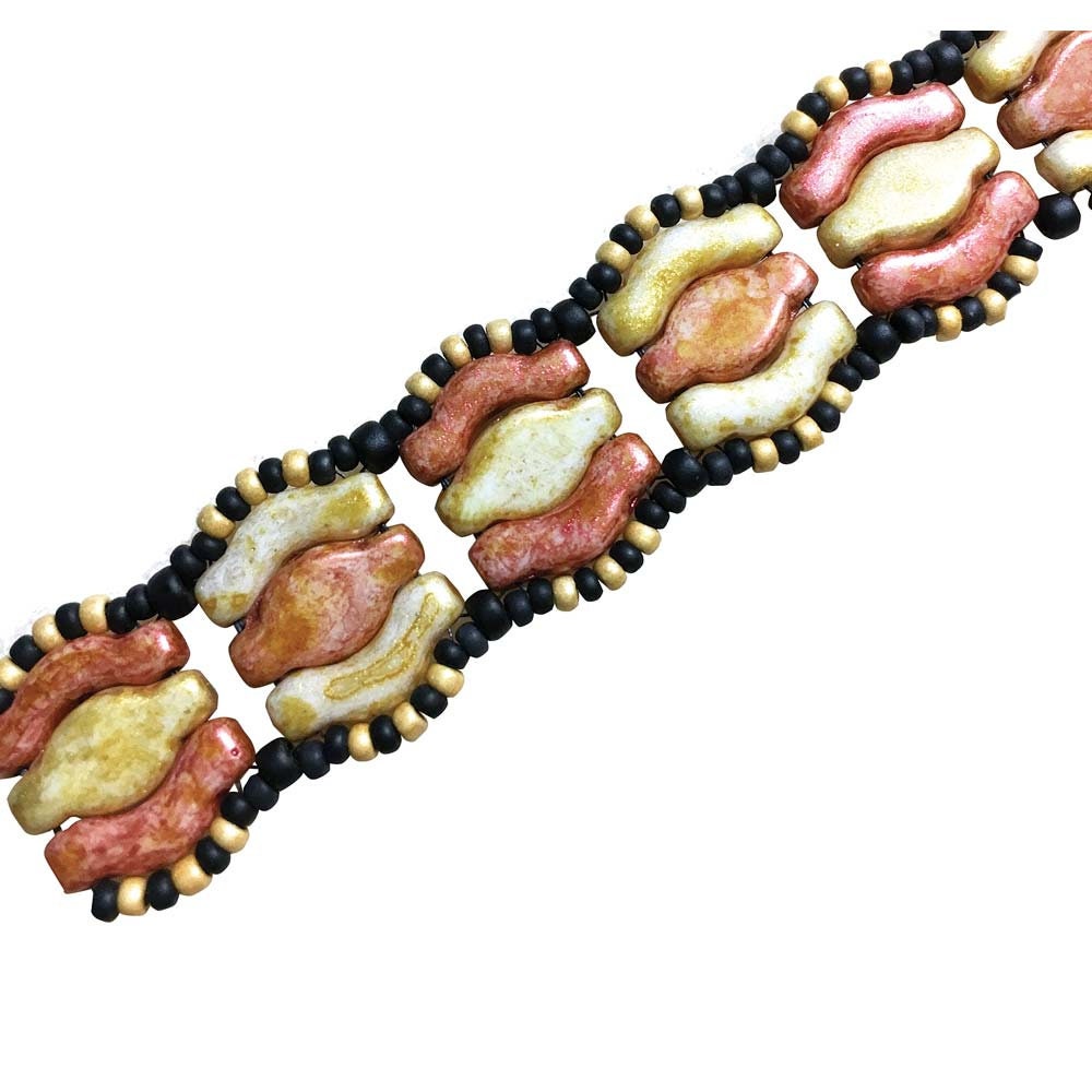 30pcs Czech BRIDGE 3-hole glass beads - CARAWAY * 'Herbs and Spices' Collection - Satin Lustered 3x12mm