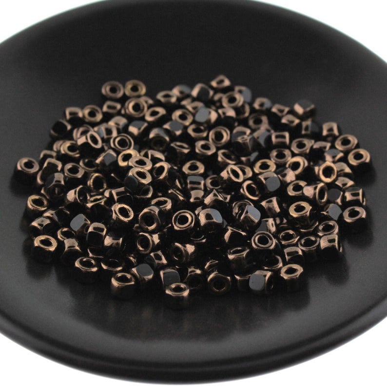 10g Matubo 3 CUT 6/0 beads Jet DARK BRONZE size 6/0 seed beads