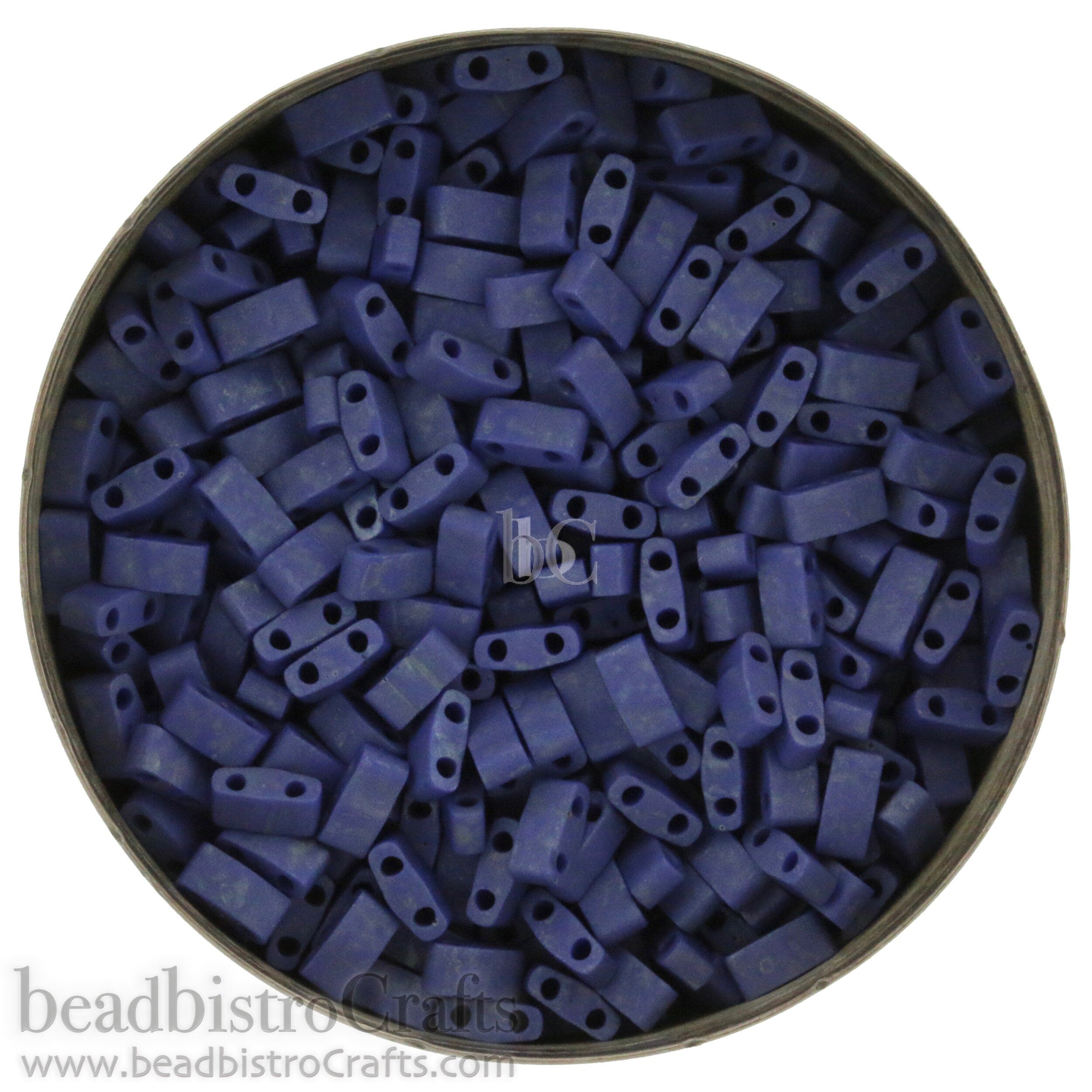 10g MIYUKI - 1/2 Tila Beads - MATTE Opaque Cobalt LUSTER - size 5mm x 2.3mm x 1.9mm - 2 hole - Half Tila 2075